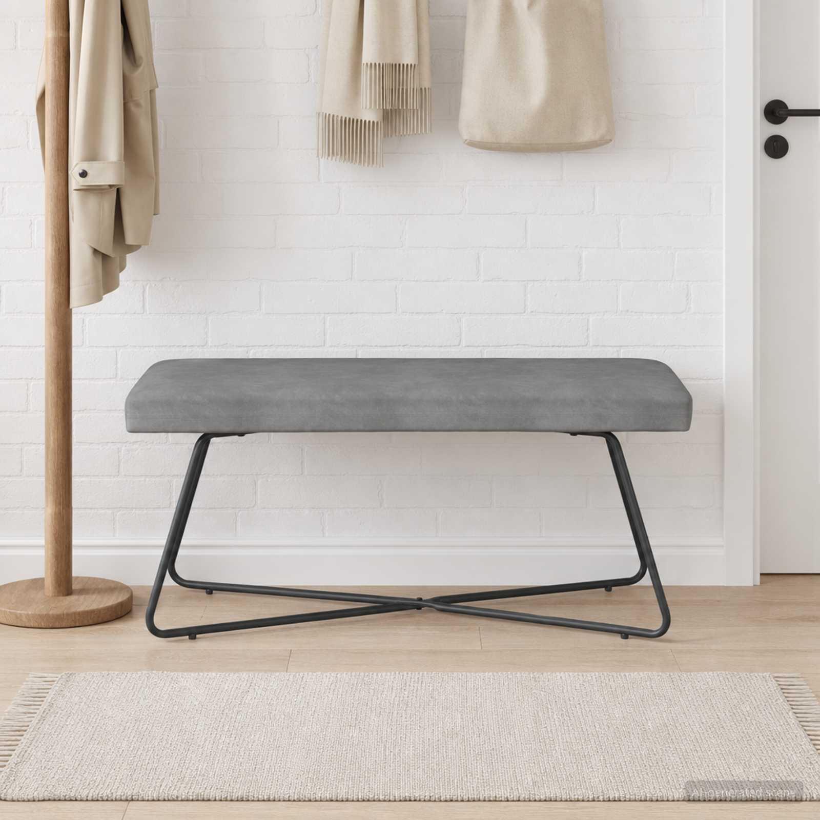 Bank Donkergrijs 110 x 40 x 45 cm fluweel