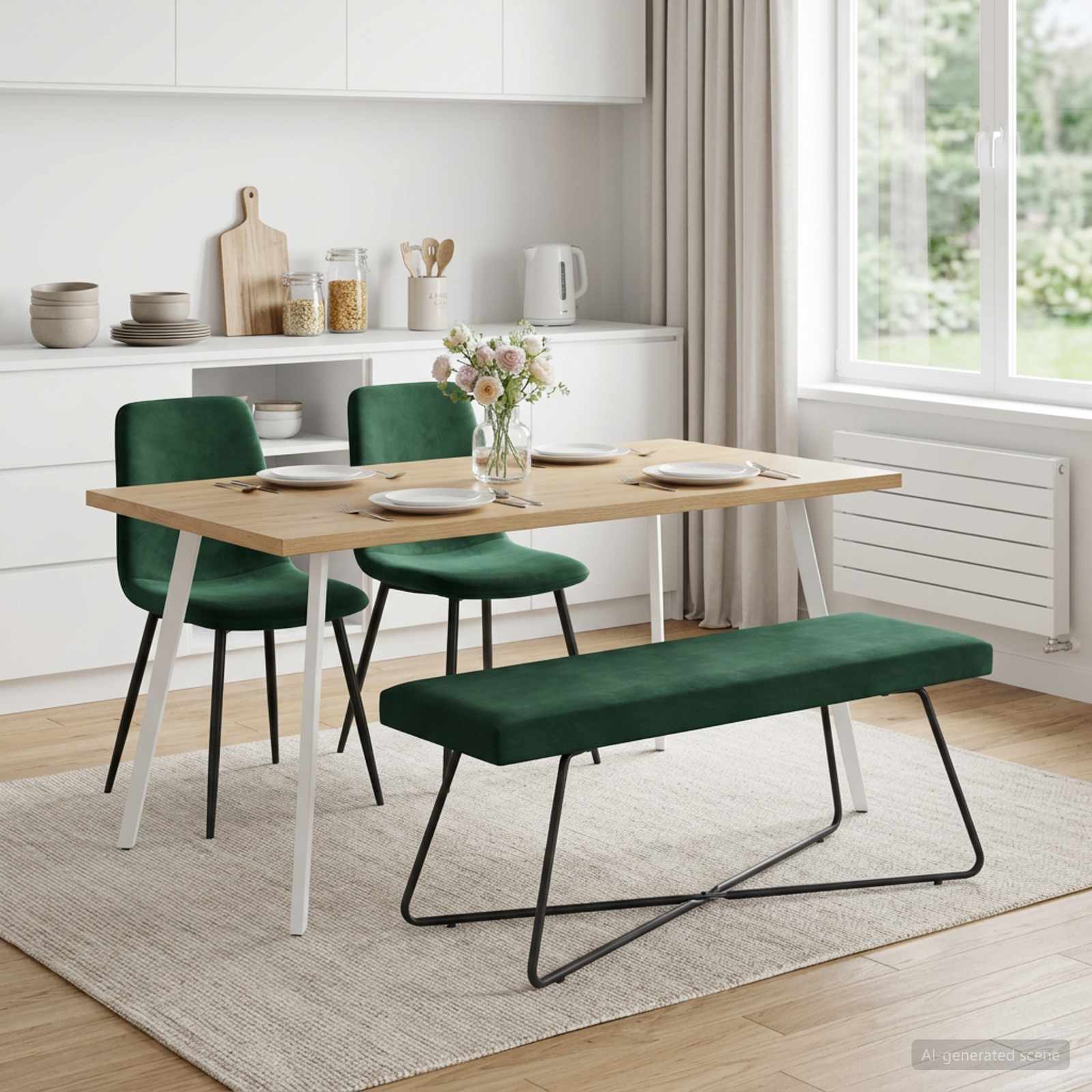 Bank Donkergroen 110 x 40 x 45 cm fluweel