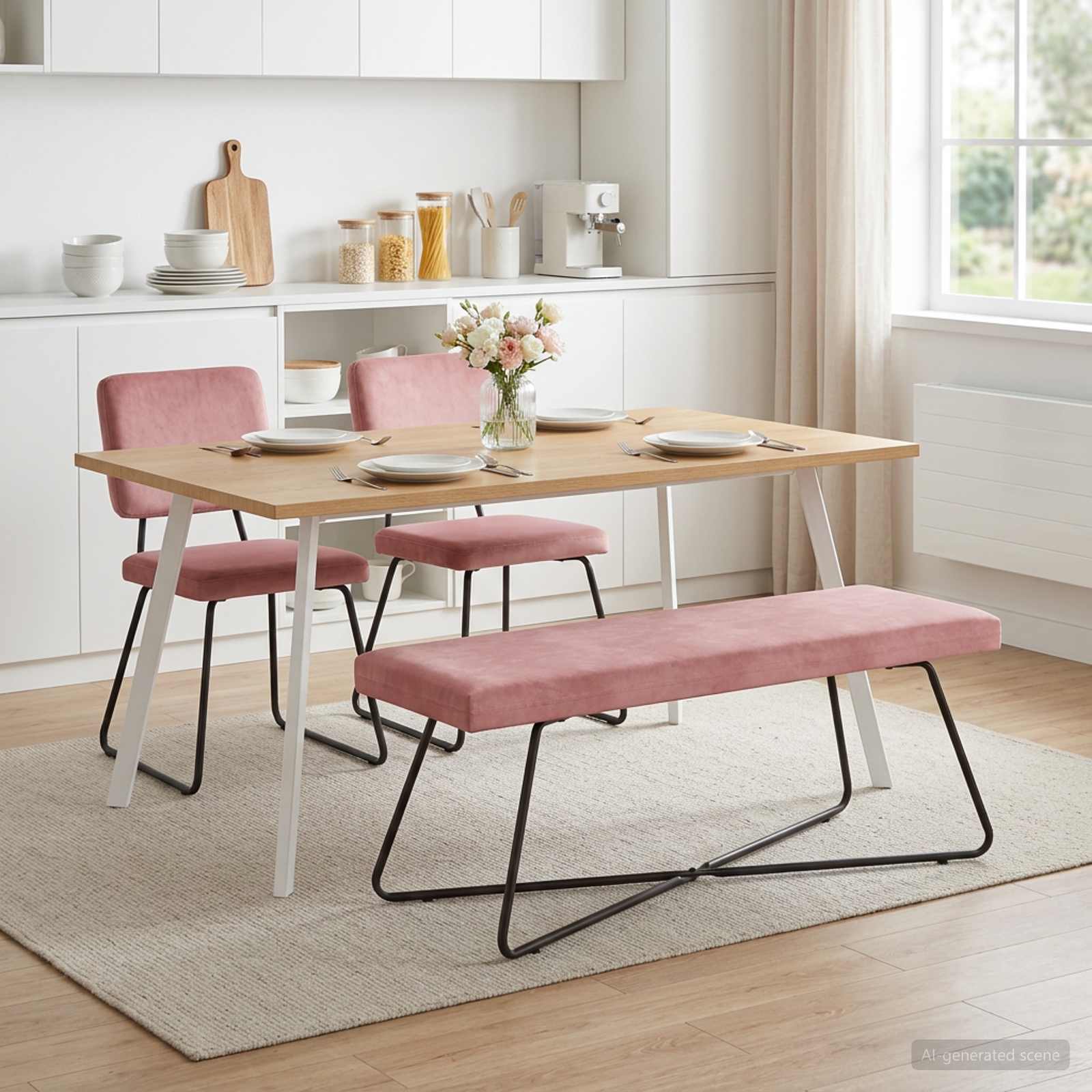 Bank Roze 110 x 40 x 45 cm fluweel