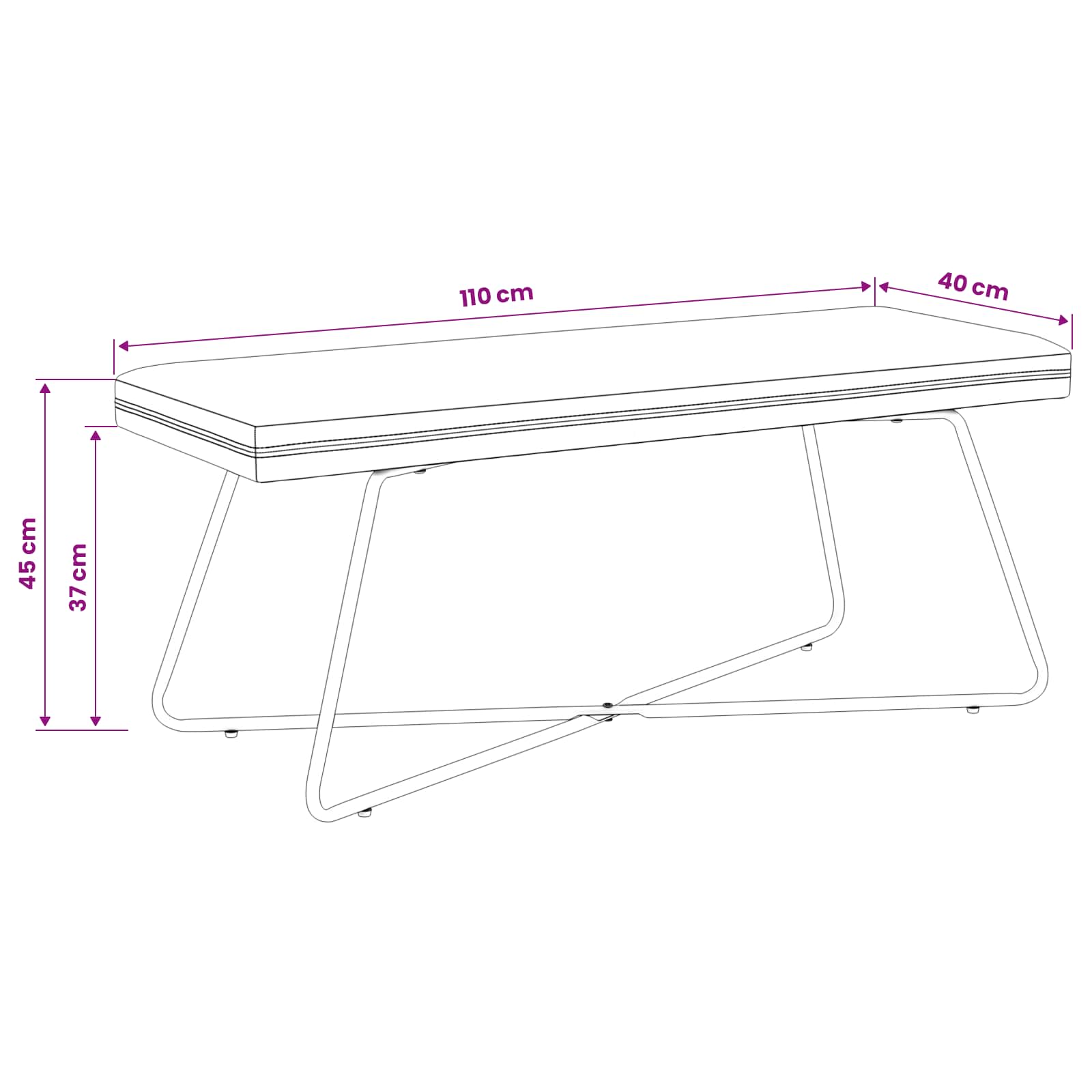 Bank Roze 110 x 40 x 45 cm fluweel