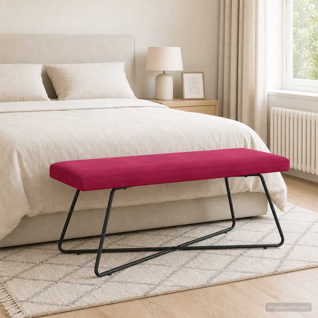 Bank Wijnrood 110 x 40 x 45 cm fluweel