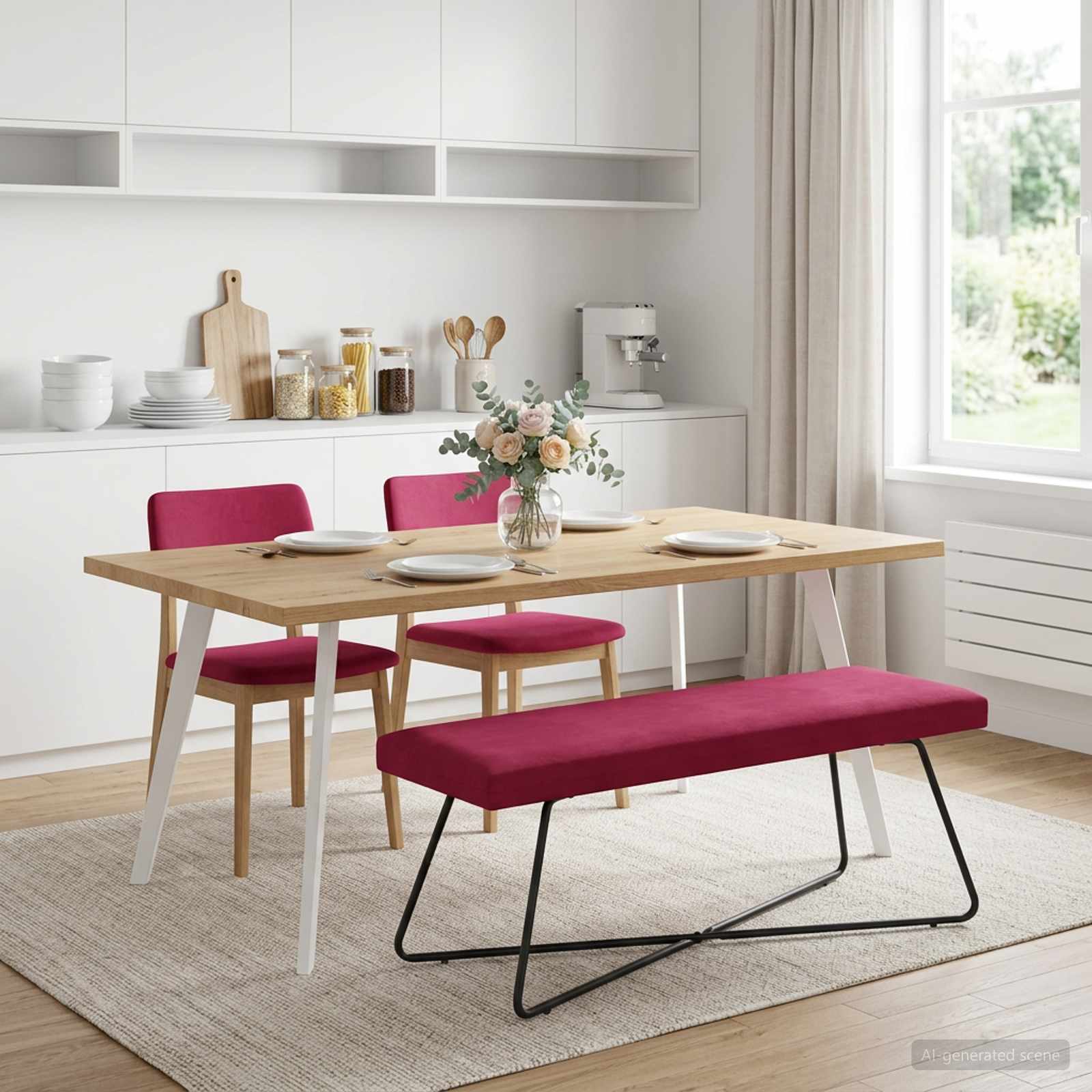 Bank Wijnrood 110 x 40 x 45 cm fluweel