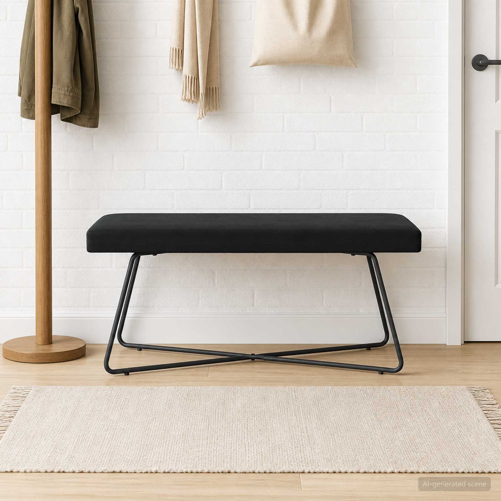 Bank Zwart 110 x 40 x 45 cm fluweel