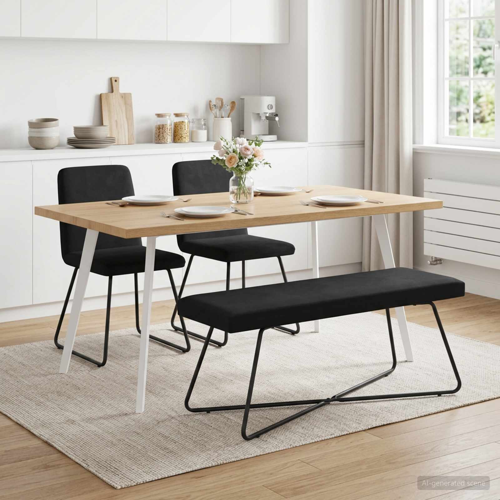 Bank Zwart 110 x 40 x 45 cm fluweel