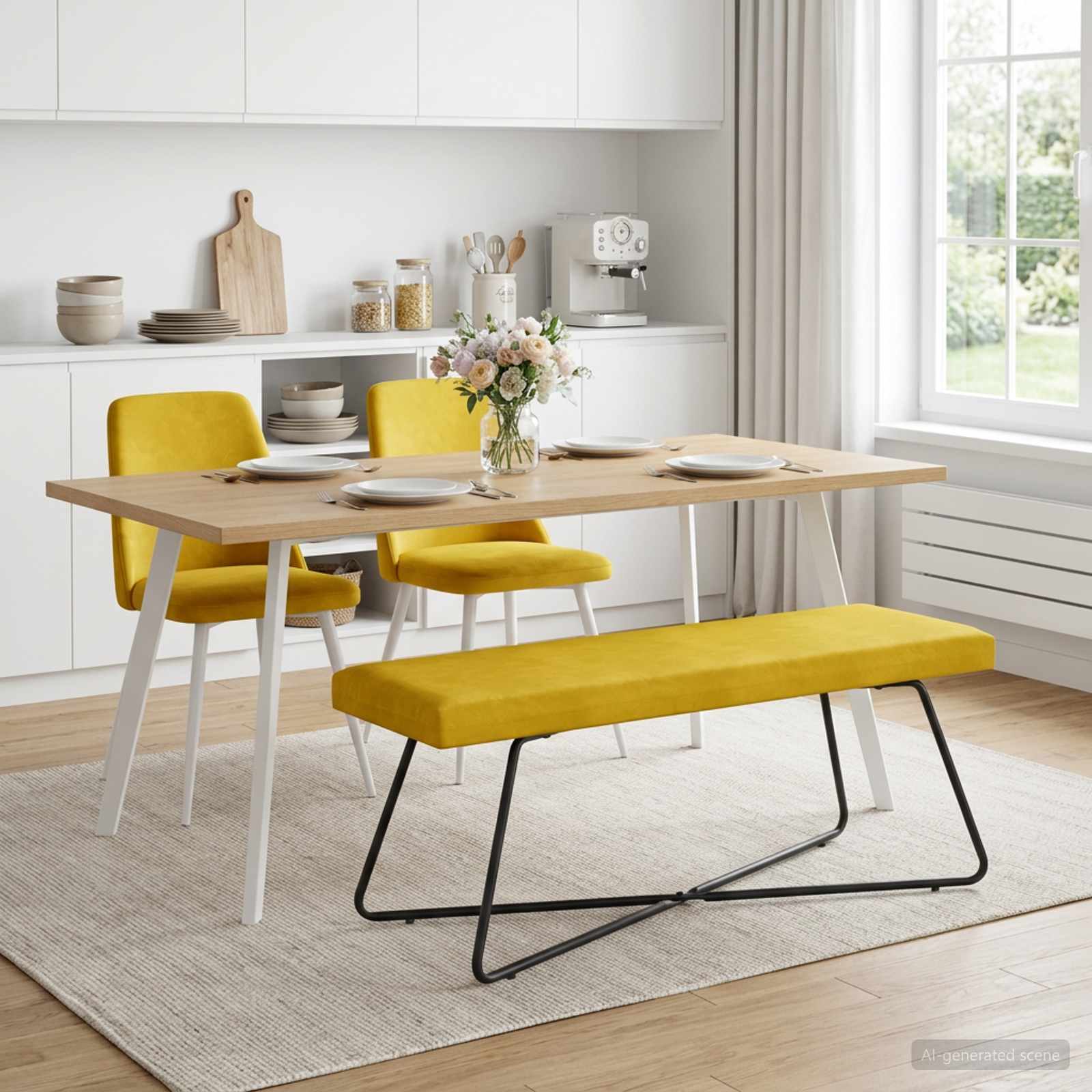 Bank Geel 110 x 40 x 45 cm fluweel