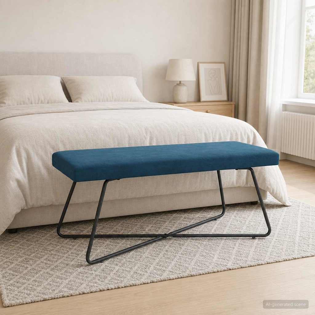 Bank Blauw 110 x 40 x 45 cm fluweel