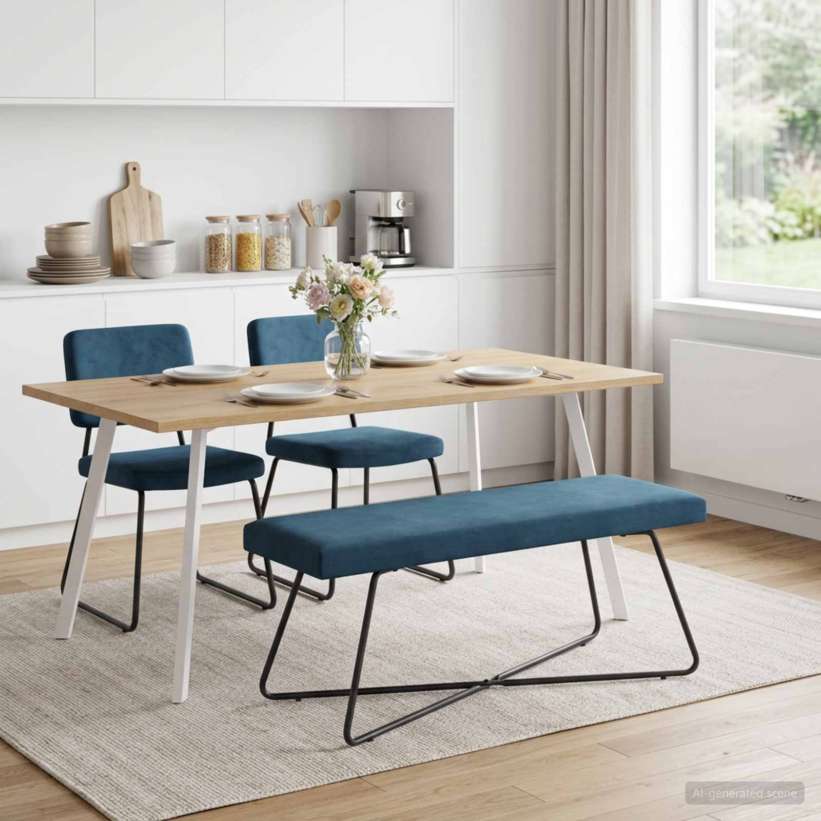 Bank Blauw 110 x 40 x 45 cm fluweel