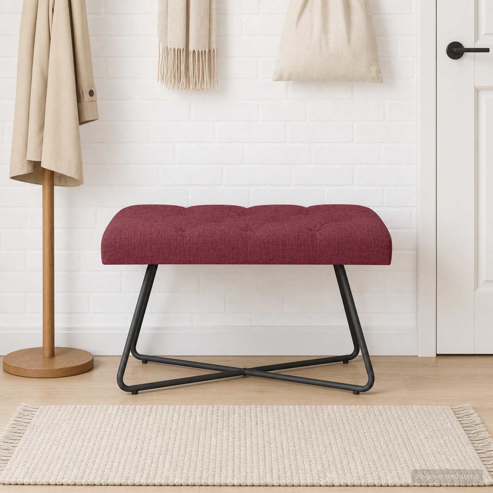 Bank met knoopverstelling Wijnrood 80 x 40 x 46 cm Stof