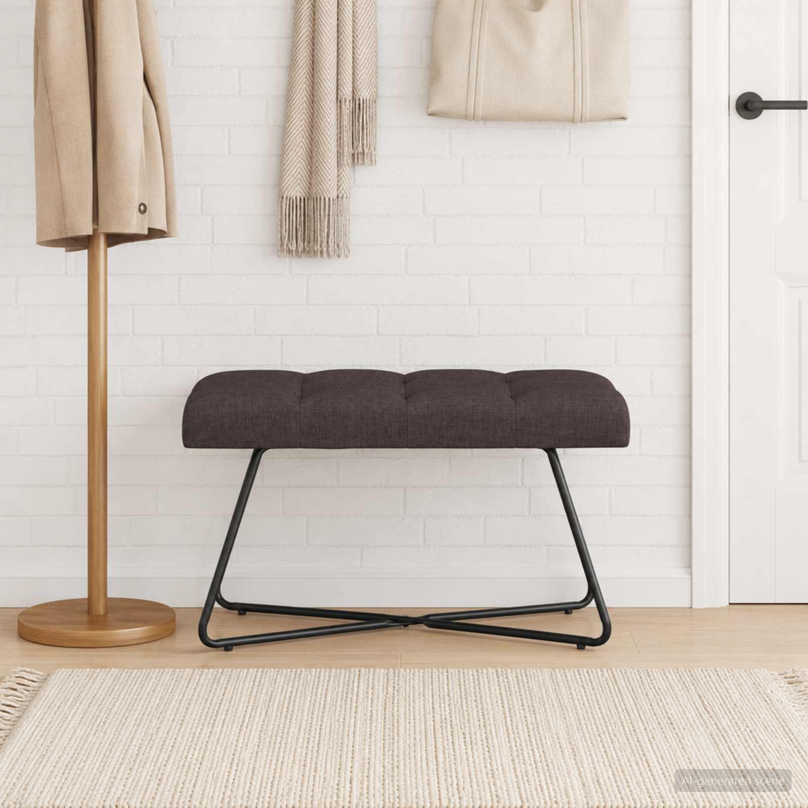 Bank met knoopverstelling Donkerbruin 80 x 40 x 46 cm Stof