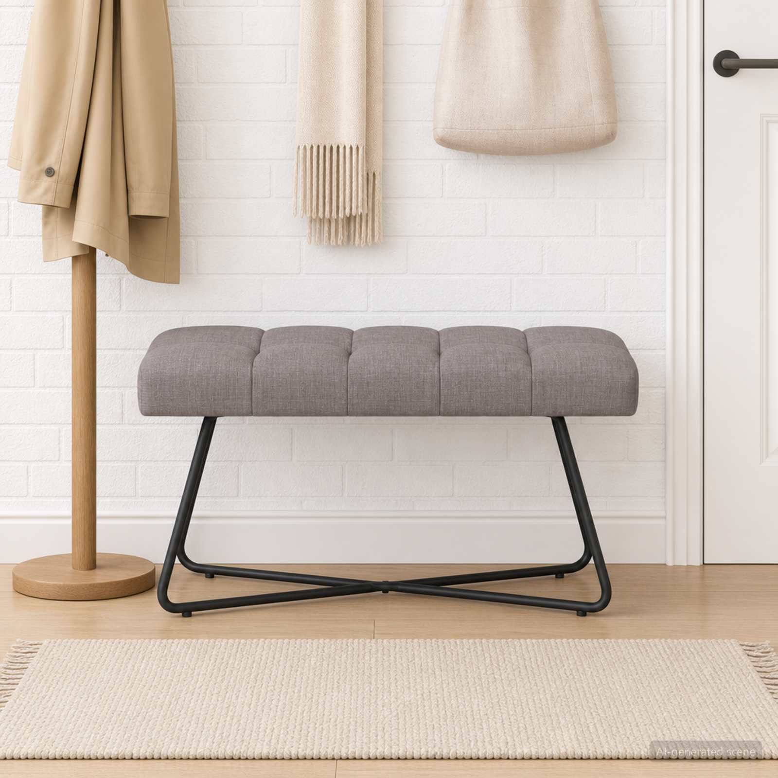 Bank met knoopverstelling Taupe 80 x 40 x 46 cm Stof