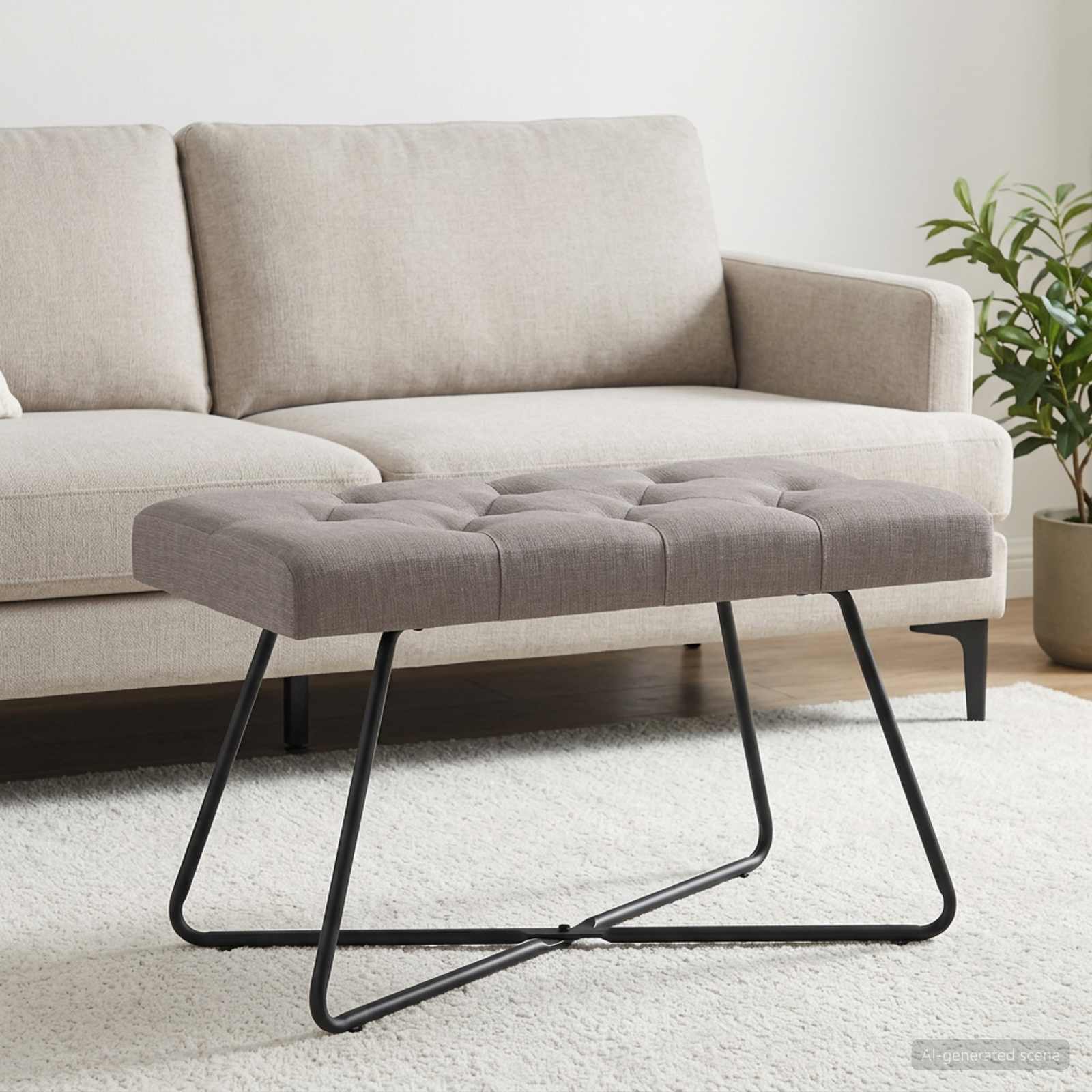 Bank met knoopverstelling Taupe 80 x 40 x 46 cm Stof