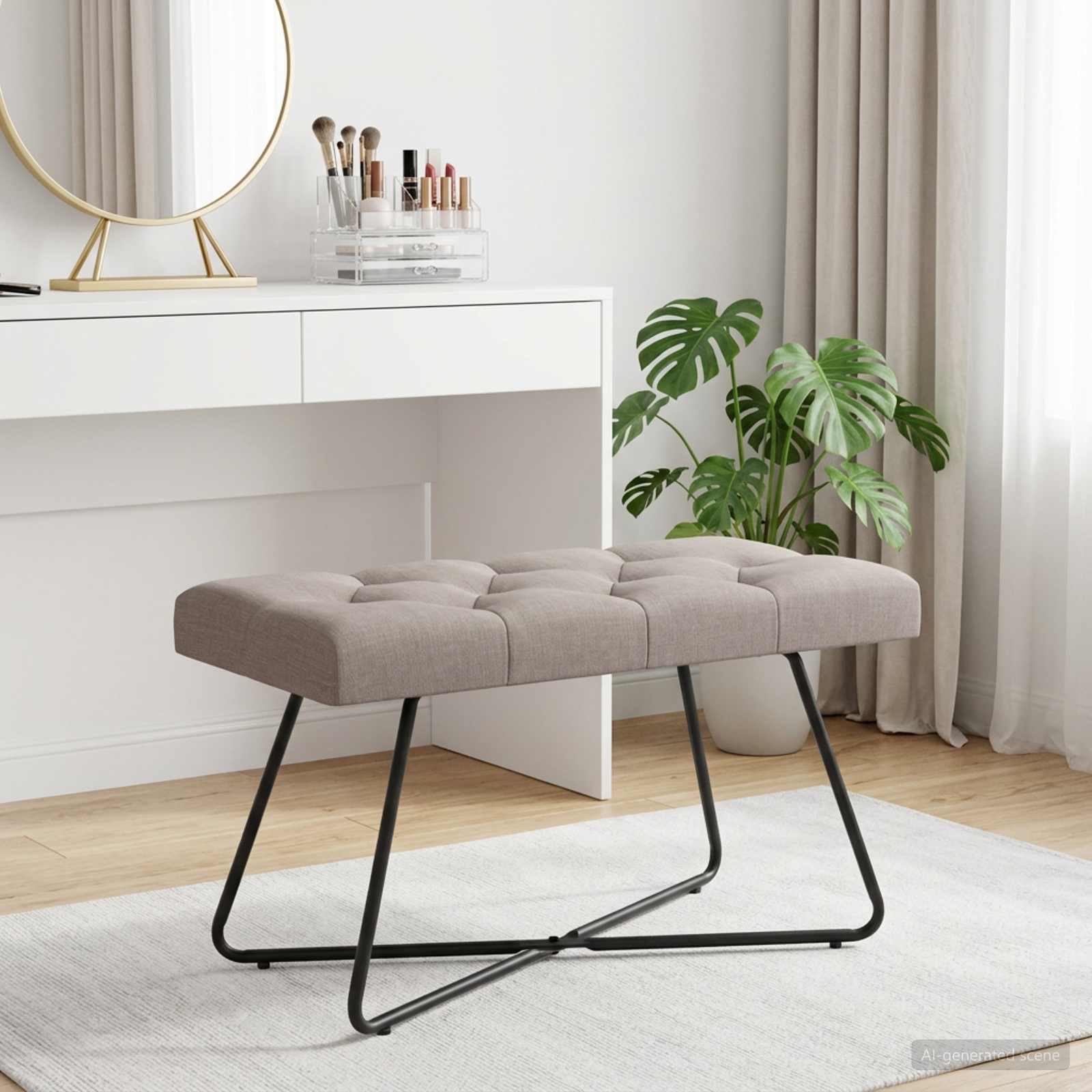 Bank met knoopverstelling Taupe 80 x 40 x 46 cm Stof