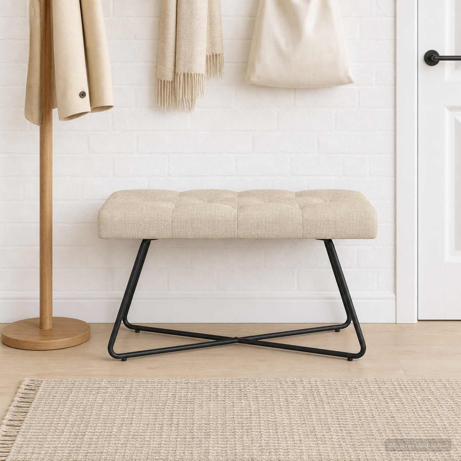Bank met knoopverstelling Crèmekleurig 80 x 40 x 46 cm Stof