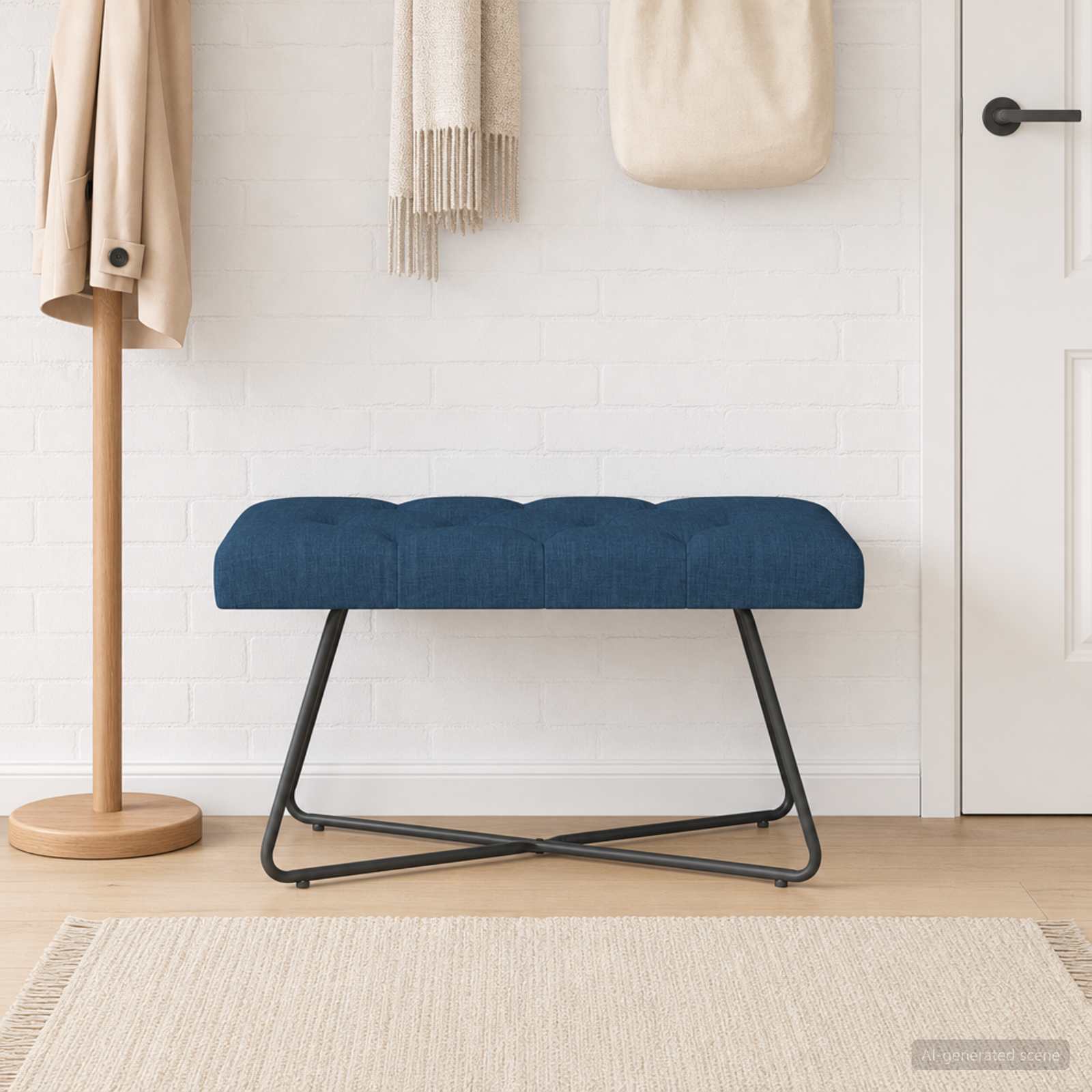Bank met knoopverstelling Blauw 80 x 40 x 46 cm Stof