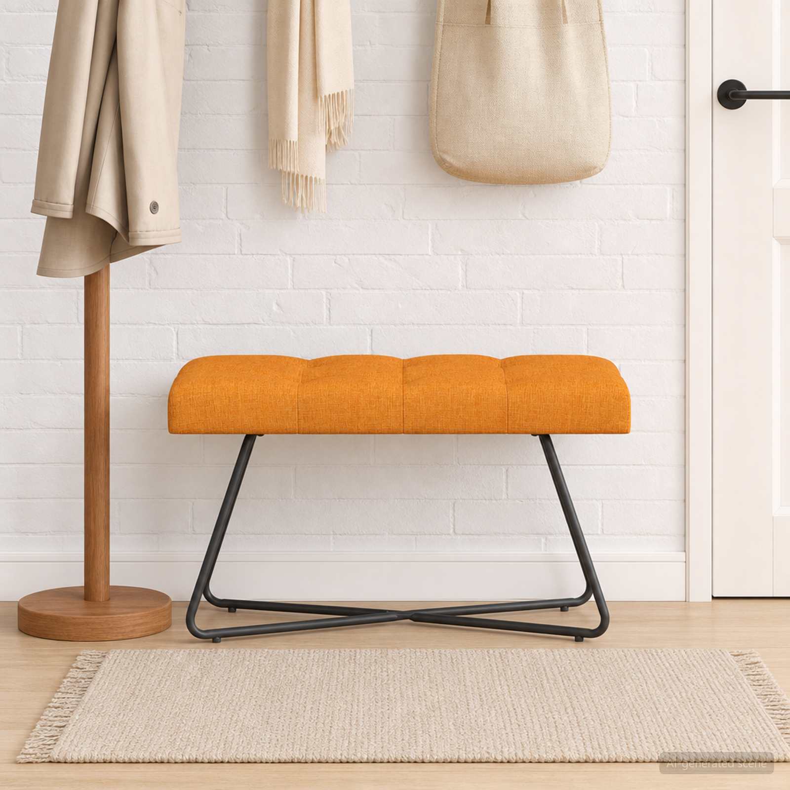 Bank met knoopverstelling Donkergeel 80 x 40 x 46 cm Stof