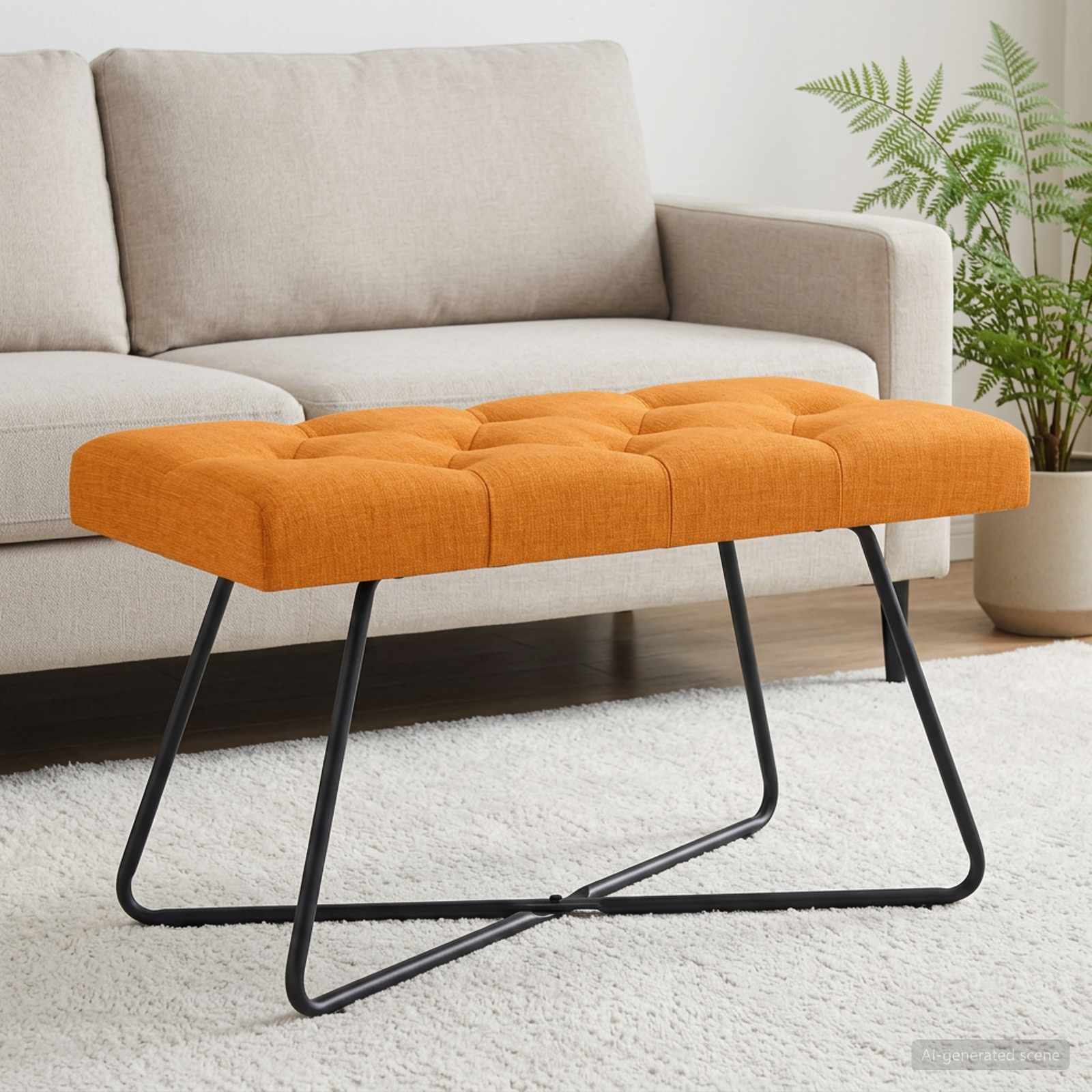 Bank met knoopverstelling Donkergeel 80 x 40 x 46 cm Stof