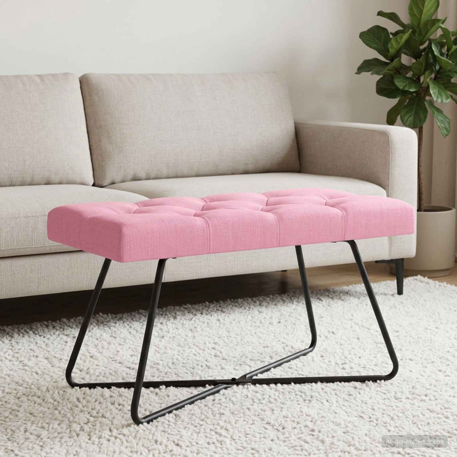 Bank met knoopverstelling Roze 80 x 40 x 46 cm Stof