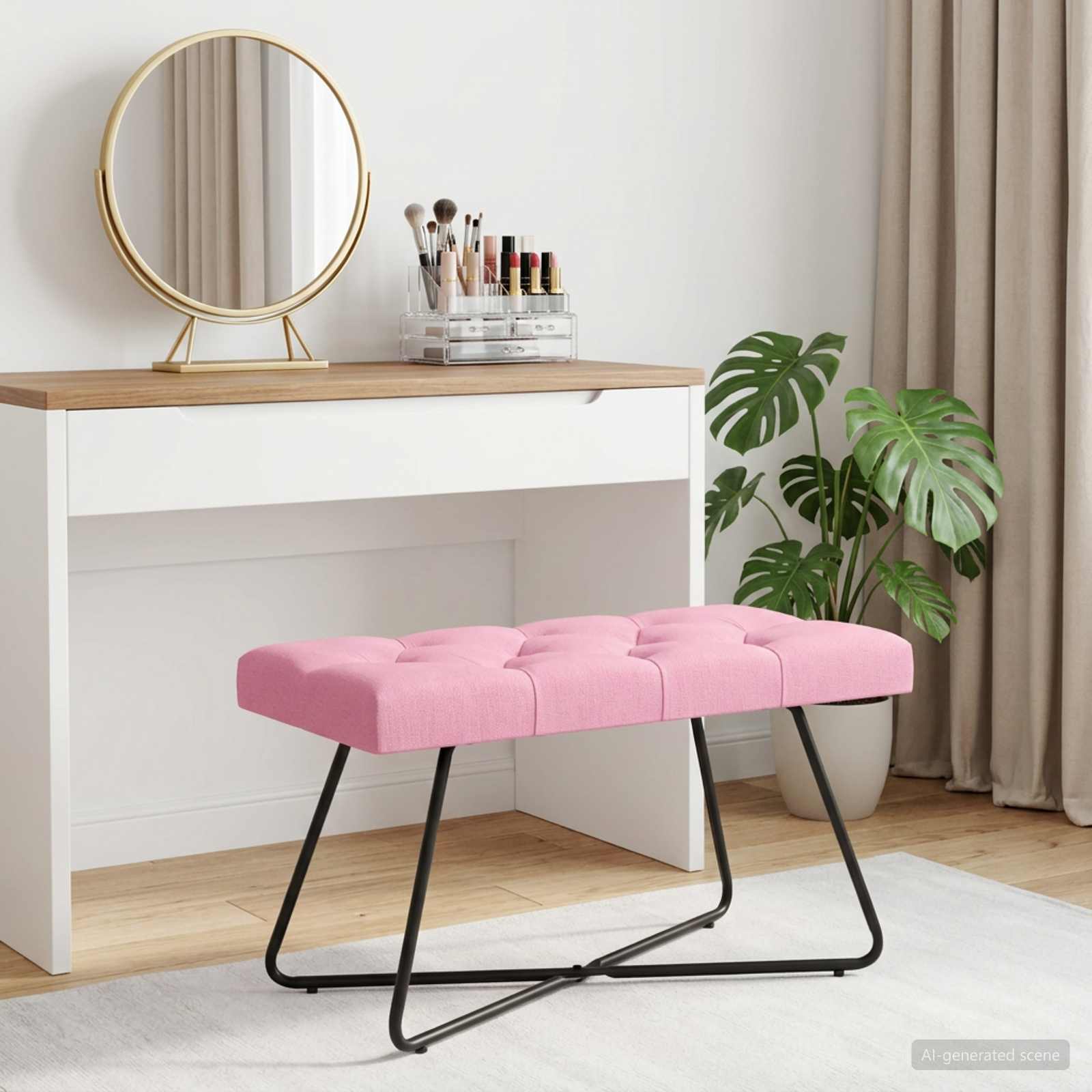 Bank met knoopverstelling Roze 80 x 40 x 46 cm Stof