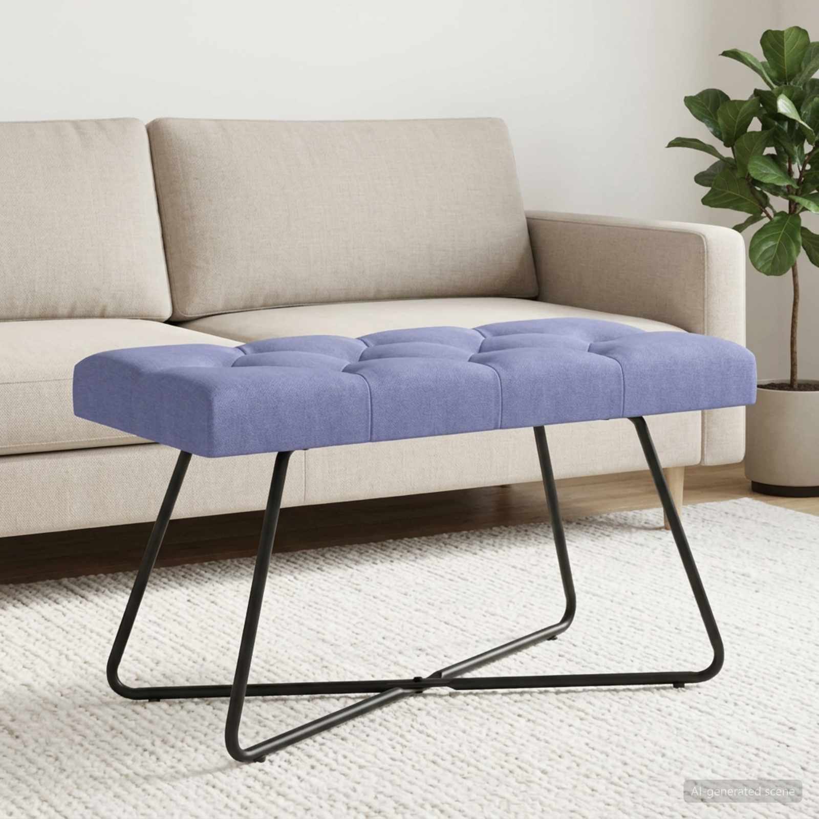 Bank met knoopverstelling Jeans Blauw 80 x 40 x 46 cm Stof