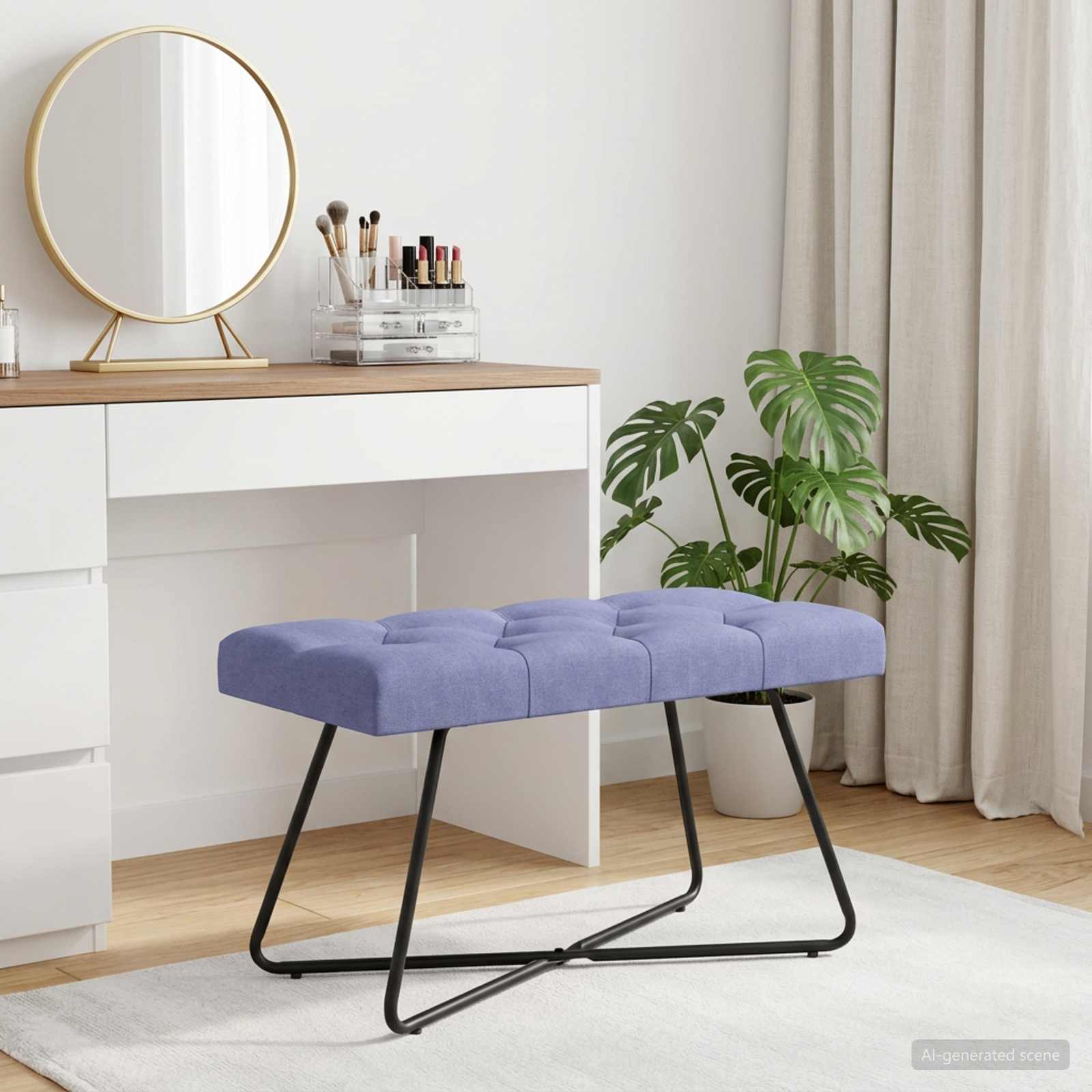 Bank met knoopverstelling Jeans Blauw 80 x 40 x 46 cm Stof