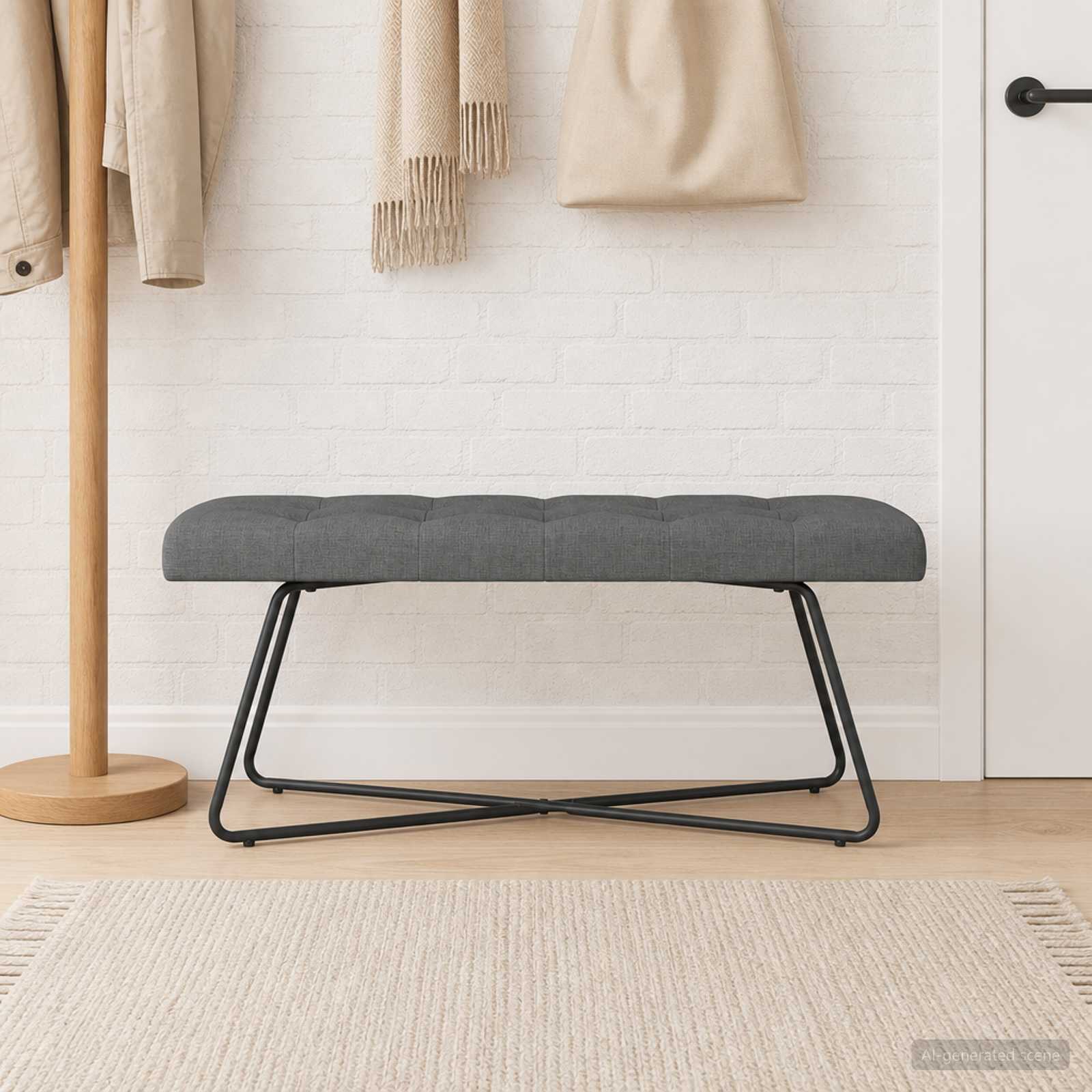 Bank met knoopverstelling Donkergrijs 110 x 40 x 46 cm Stof