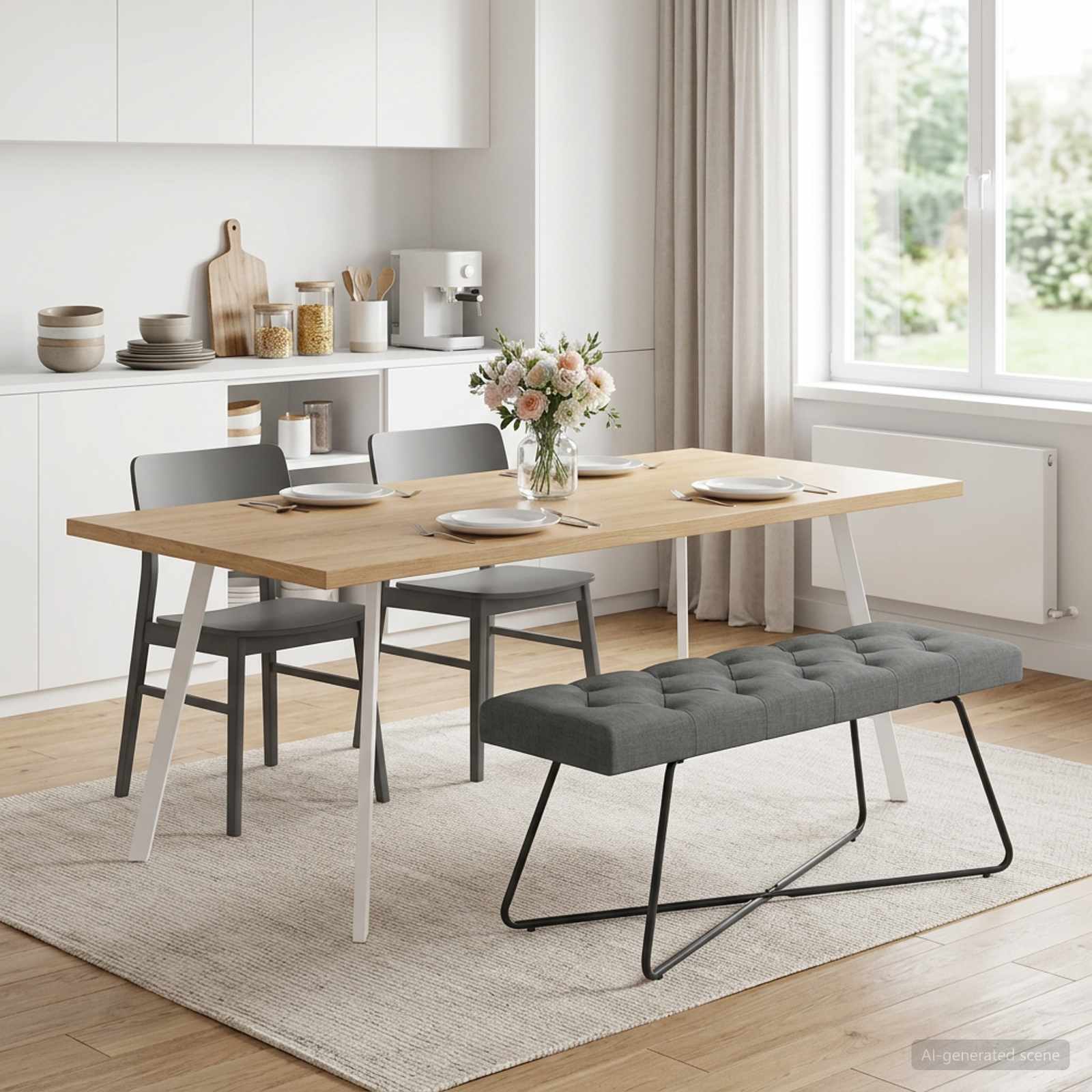Bank met knoopverstelling Donkergrijs 110 x 40 x 46 cm Stof