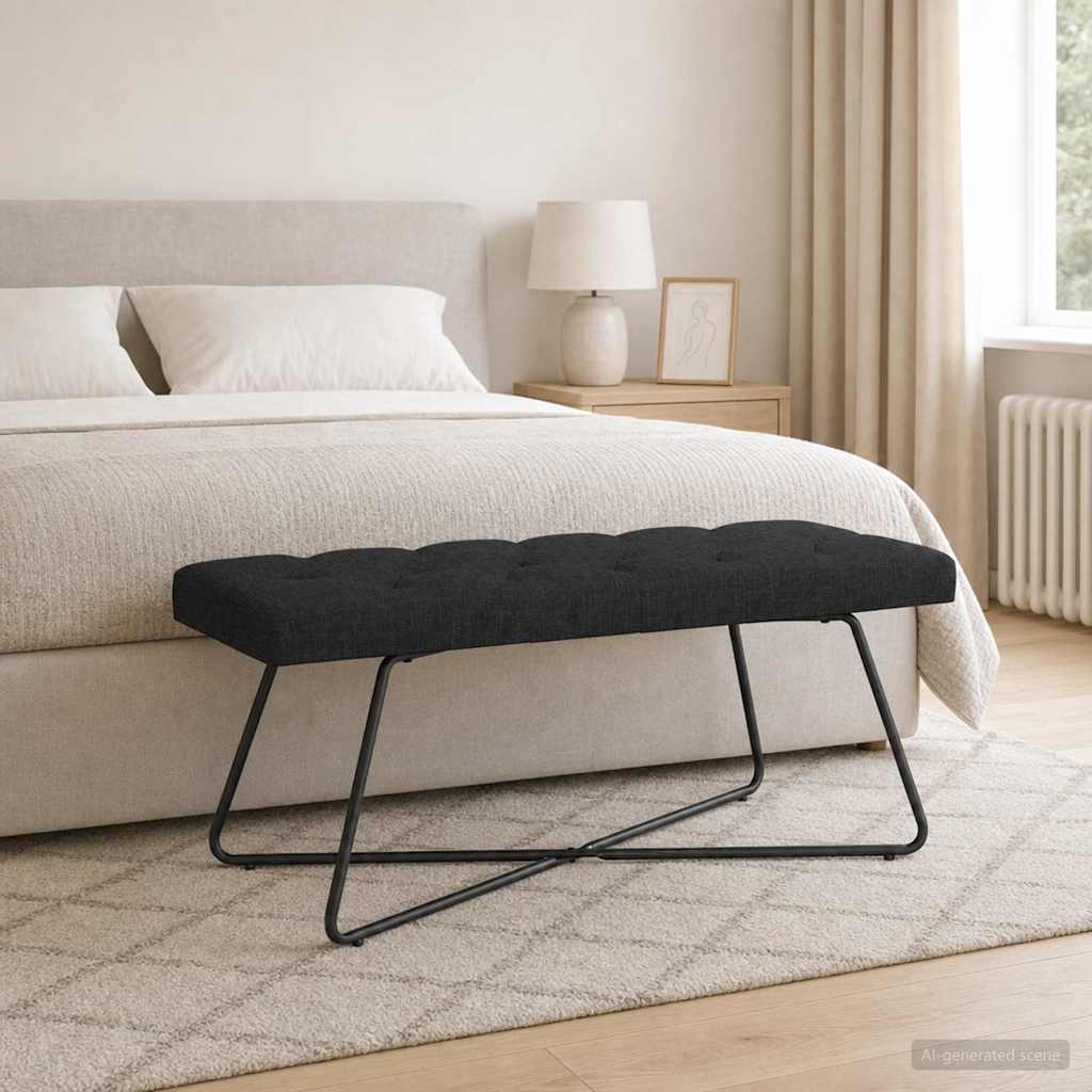 Bank met knoopverstelling Zwart 110 x 40 x 46 cm Stof