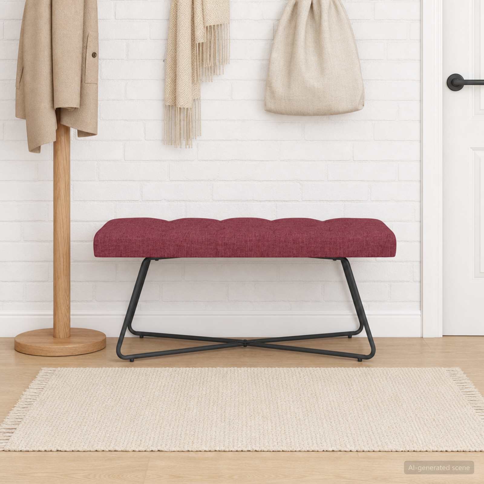 Bank met knoopverstelling Wijnrood 110 x 40 x 46 cm Stof
