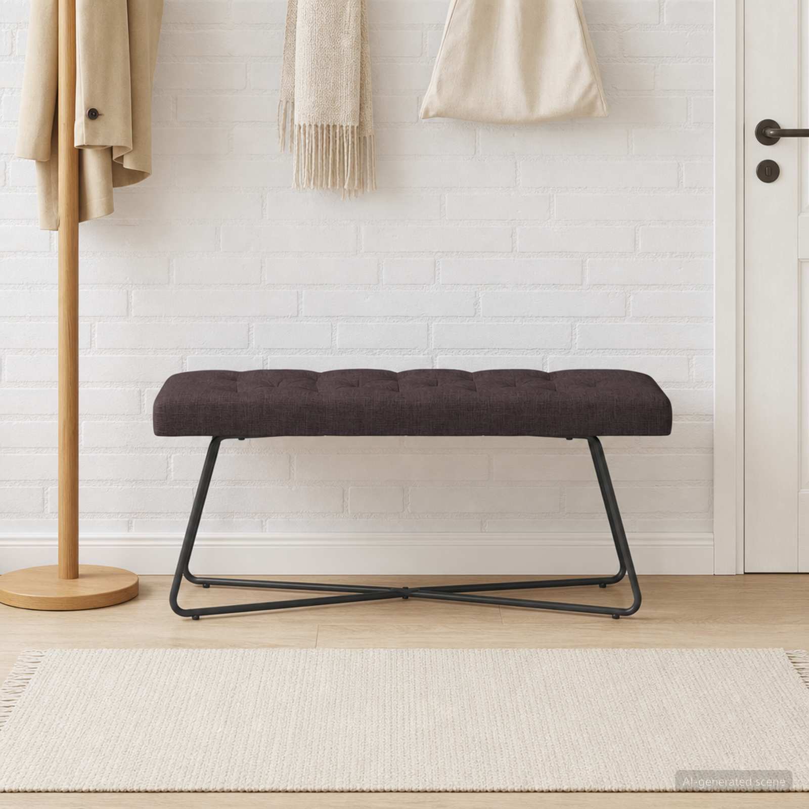 Bank met knoopverstelling Donkerbruin 110 x 40 x 46 cm Stof