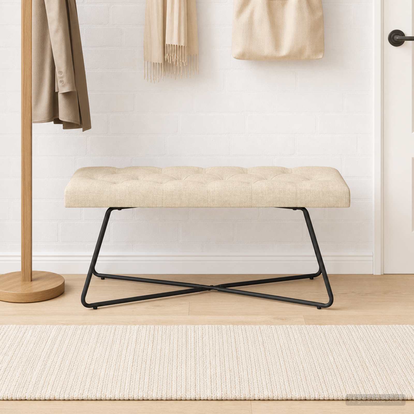 Bank met knoopverstelling Crèmekleurig 110 x 40 x 46 cm Stof