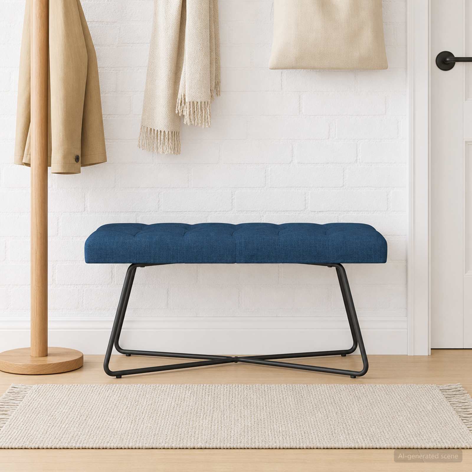 Bank met knoopverstelling Blauw 110 x 40 x 46 cm Stof