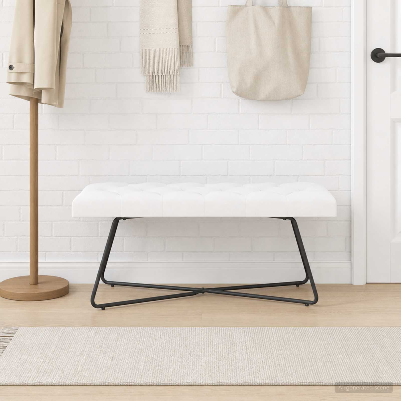 Bank met knoopverstelling Wit 110 x 40 x 46 cm Stof