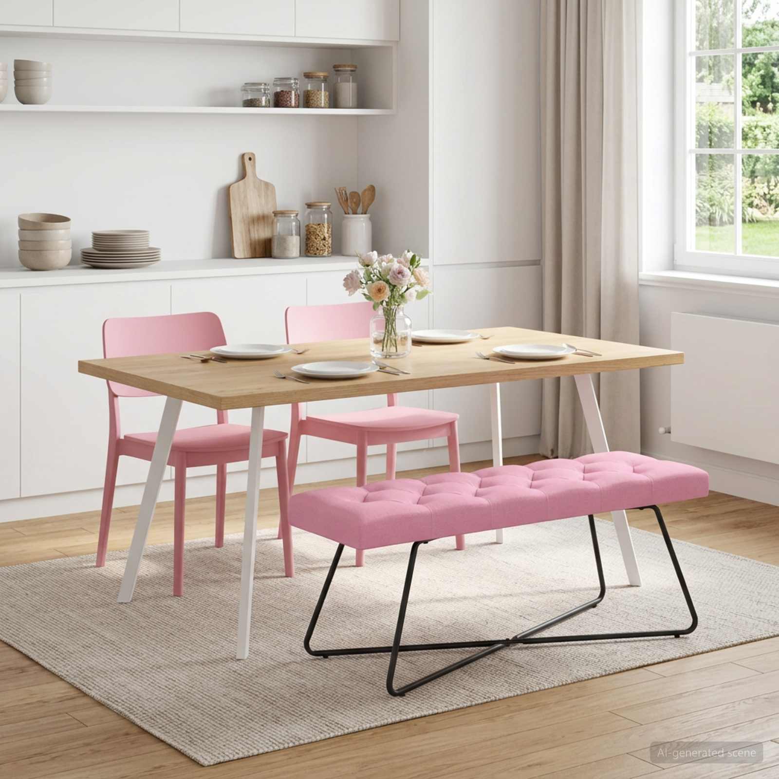 Bank met knoopverstelling Roze 110 x 40 x 46 cm Stof