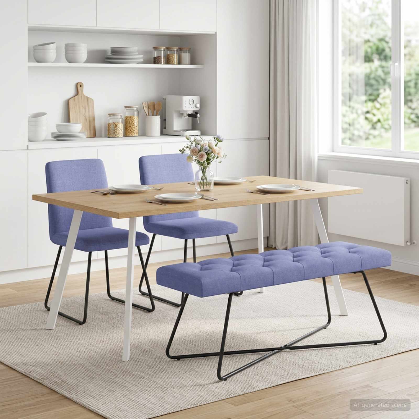 Bank met knoopverstelling Jeans Blauw 110 x 40 x 46 cm Stof