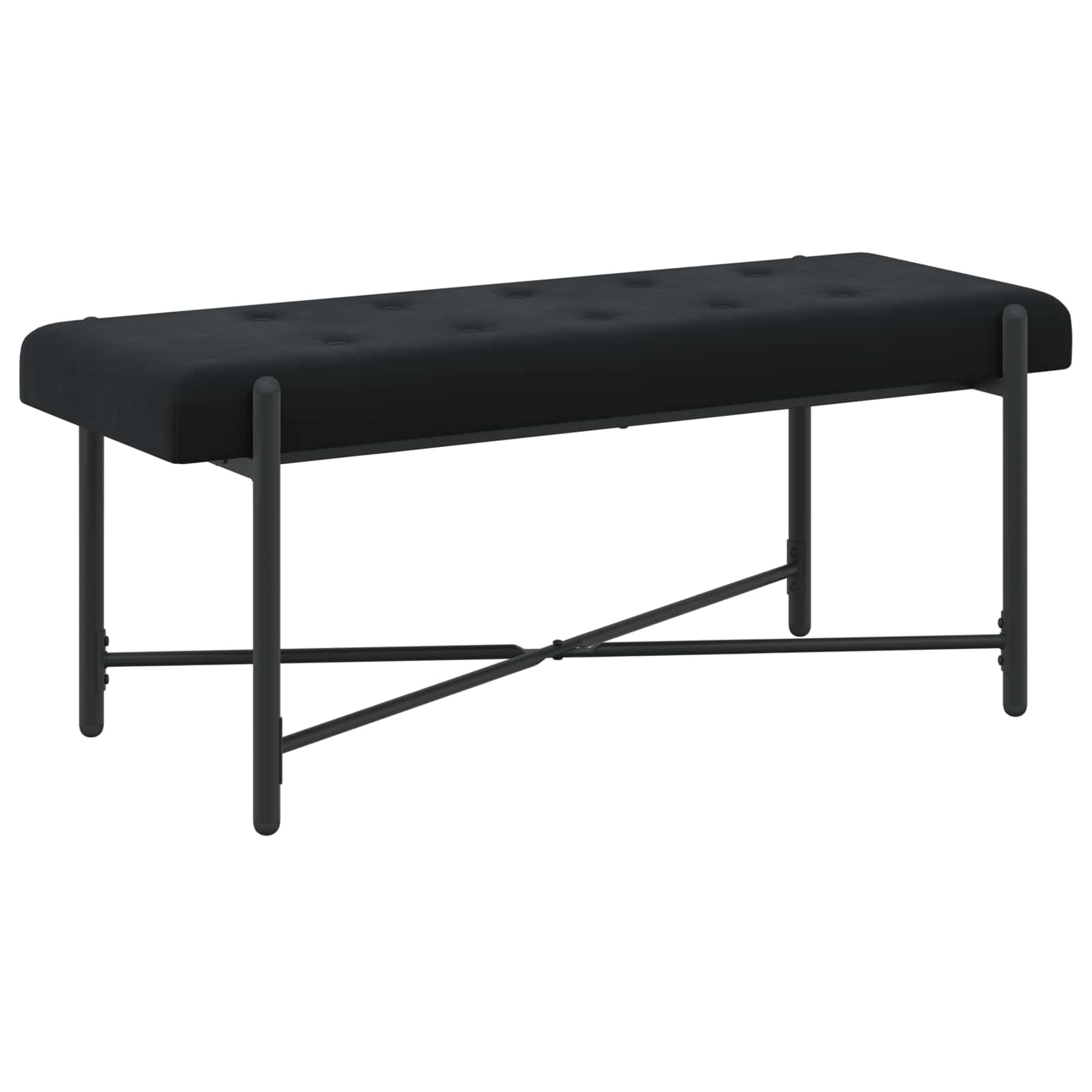 Knop-gestept Bankje met Kussens Zwart 110 x 40 x 46 cm fluweel