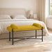 Knop-gestept Bankje met Kussens Geel 110 x 40 x 46 cm fluweel