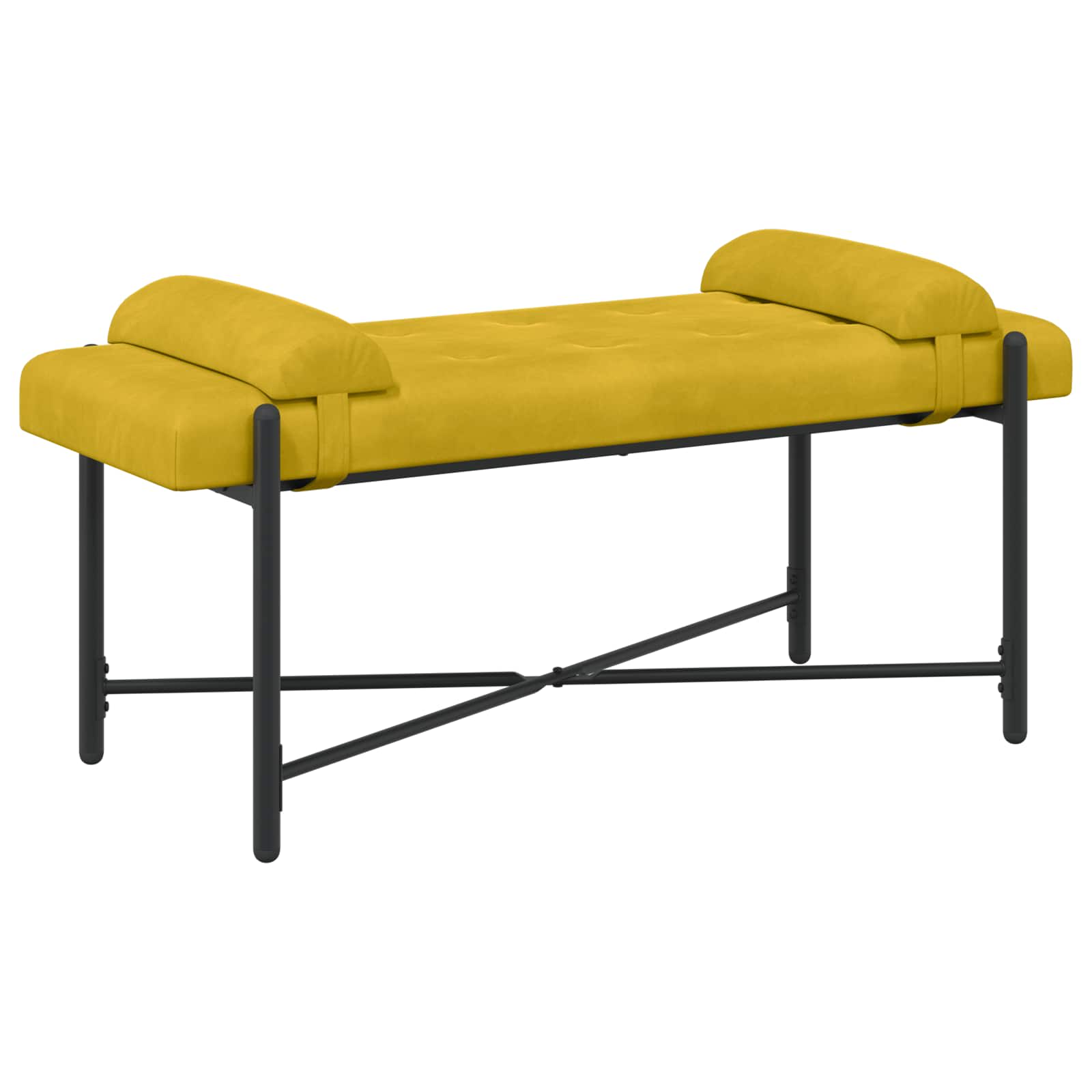 Knop-gestept Bankje met Kussens Geel 110 x 40 x 46 cm fluweel