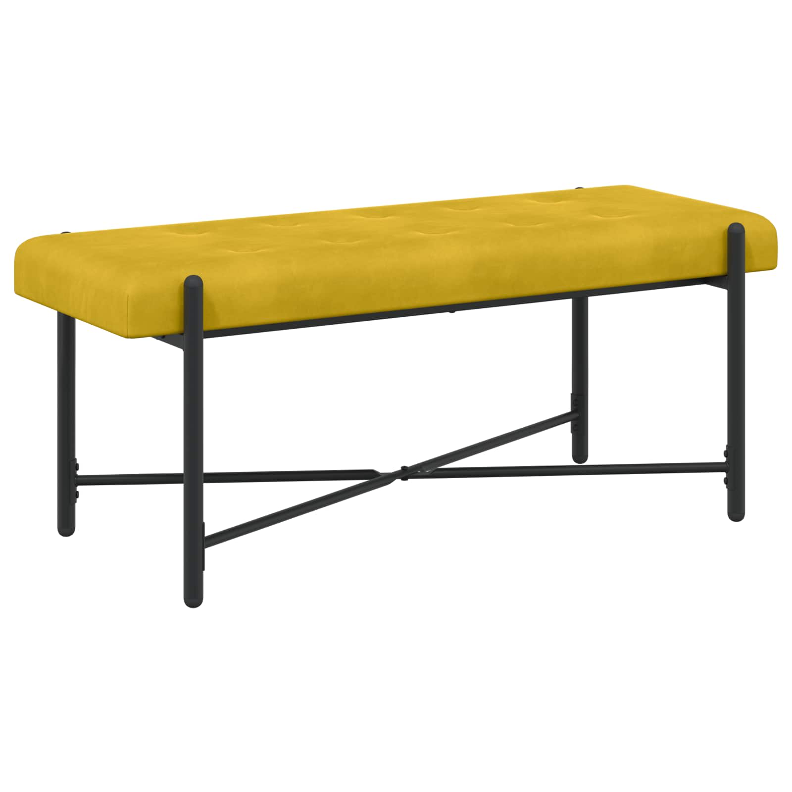 Knop-gestept Bankje met Kussens Geel 110 x 40 x 46 cm fluweel