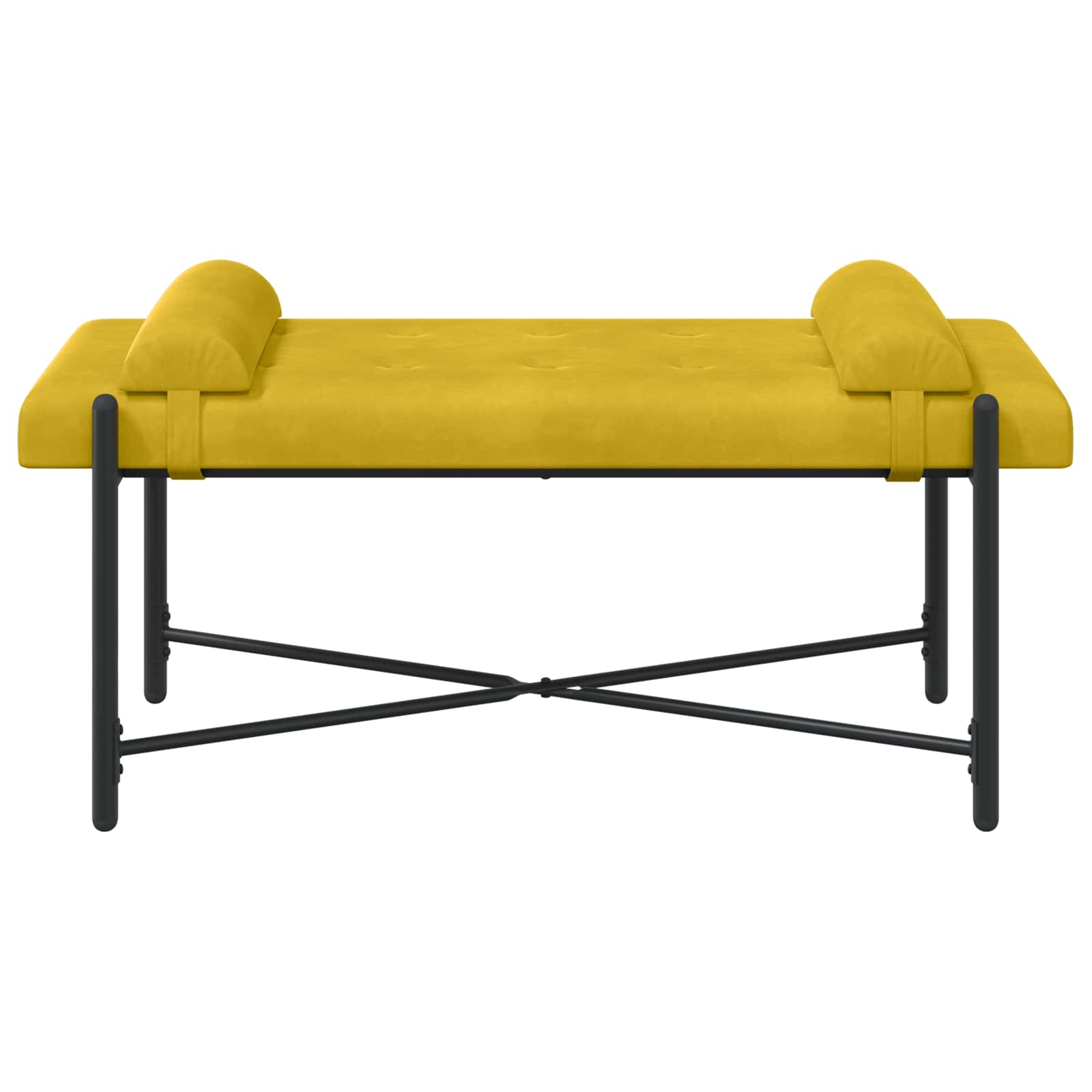 Knop-gestept Bankje met Kussens Geel 110 x 40 x 46 cm fluweel
