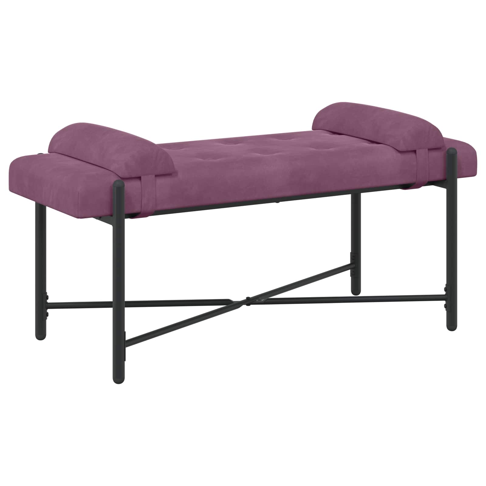 Knop-gestept Bankje met Kussens Paars 110 x 40 x 46 cm fluweel