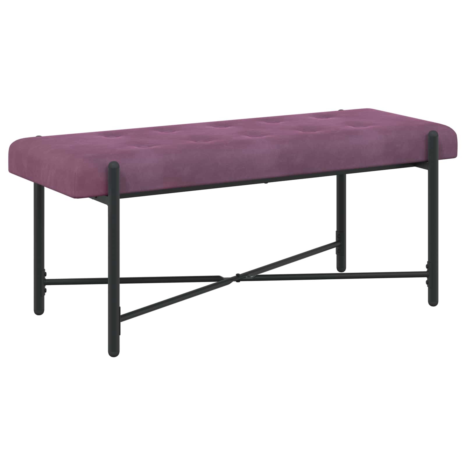 Knop-gestept Bankje met Kussens Paars 110 x 40 x 46 cm fluweel