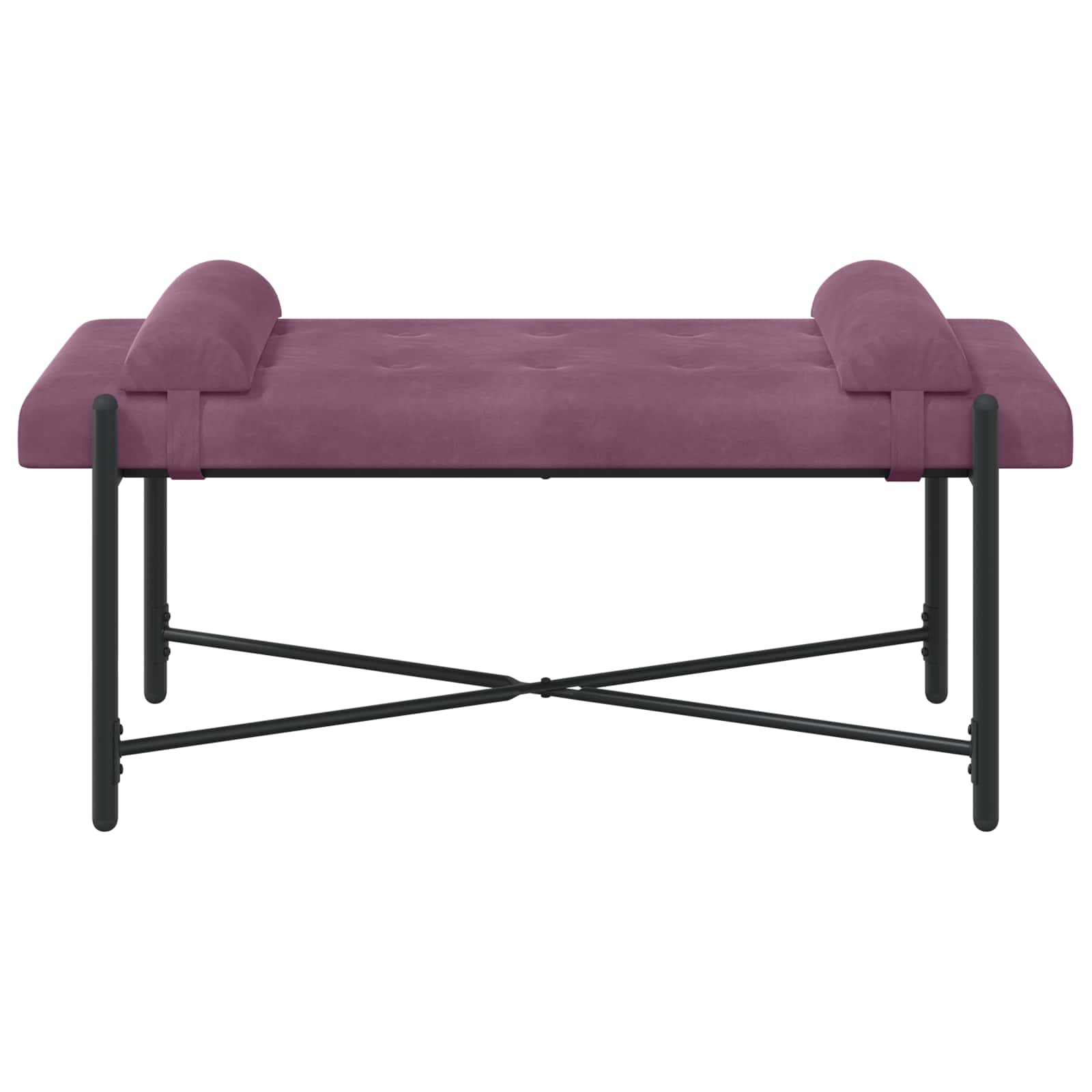 Knop-gestept Bankje met Kussens Paars 110 x 40 x 46 cm fluweel