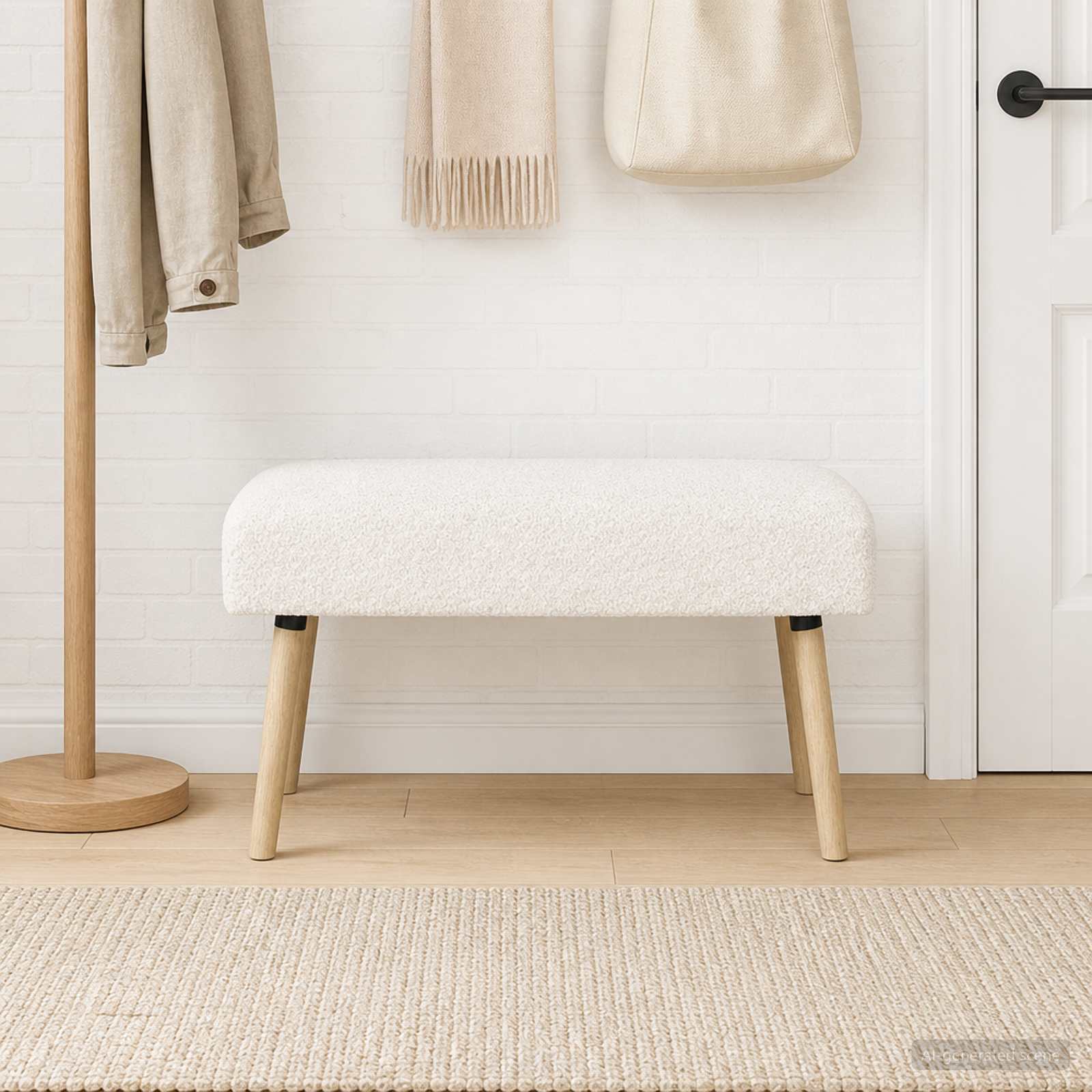Bank Effen Crèmekleurig 80 x 40 x 46 cm Bouclé