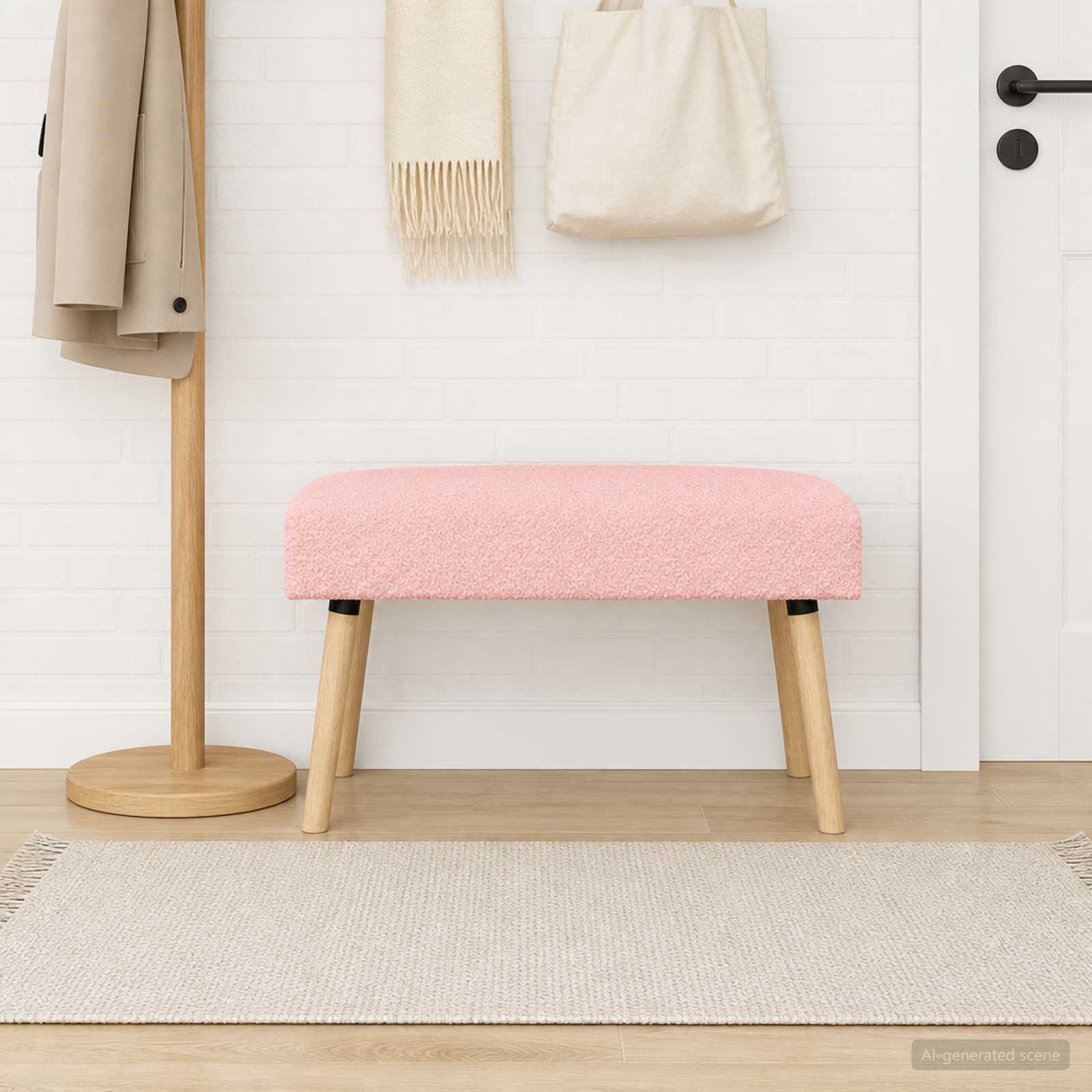 Bank Effen Roze 80 x 40 x 46 cm Bouclé