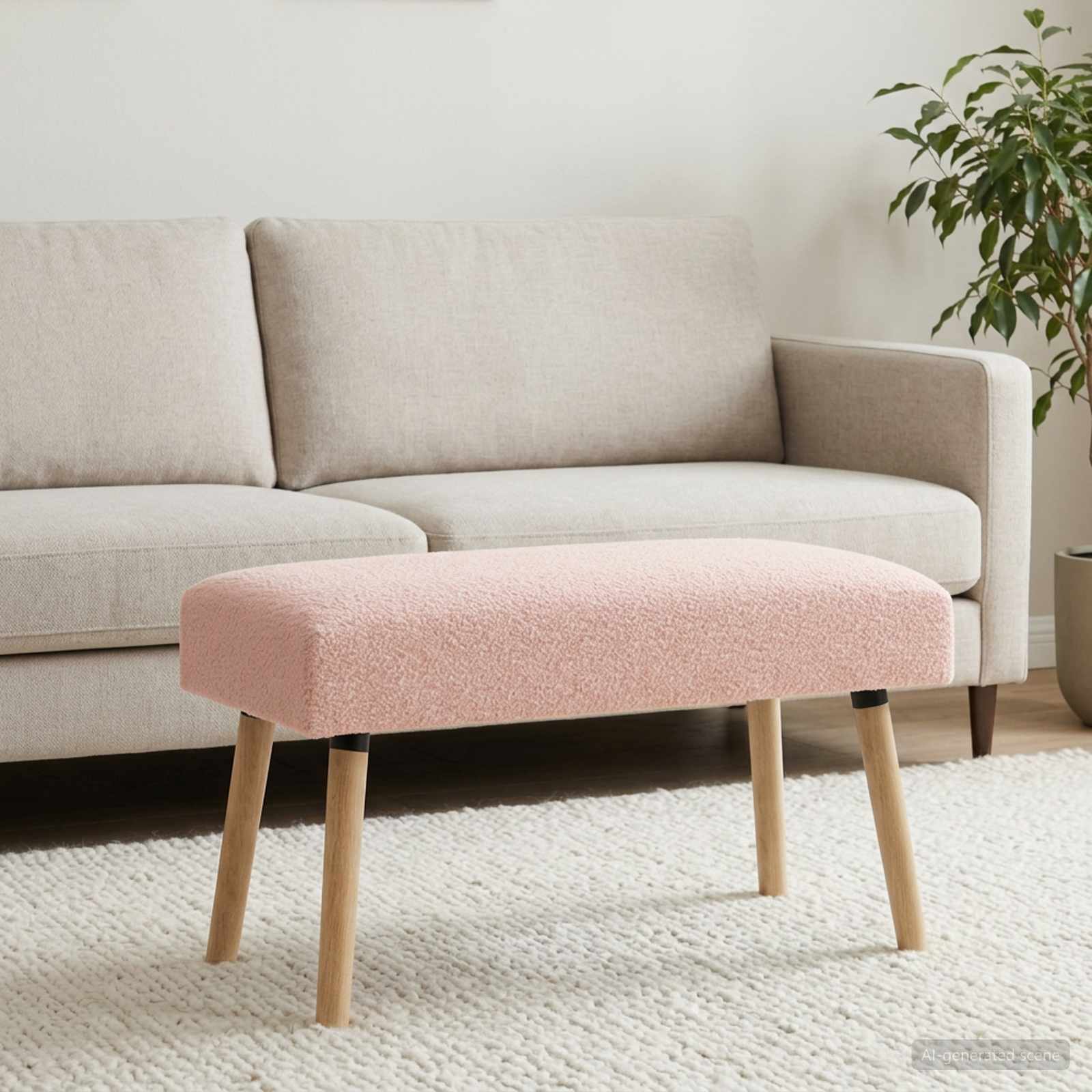 Bank Effen Roze 80 x 40 x 46 cm Bouclé