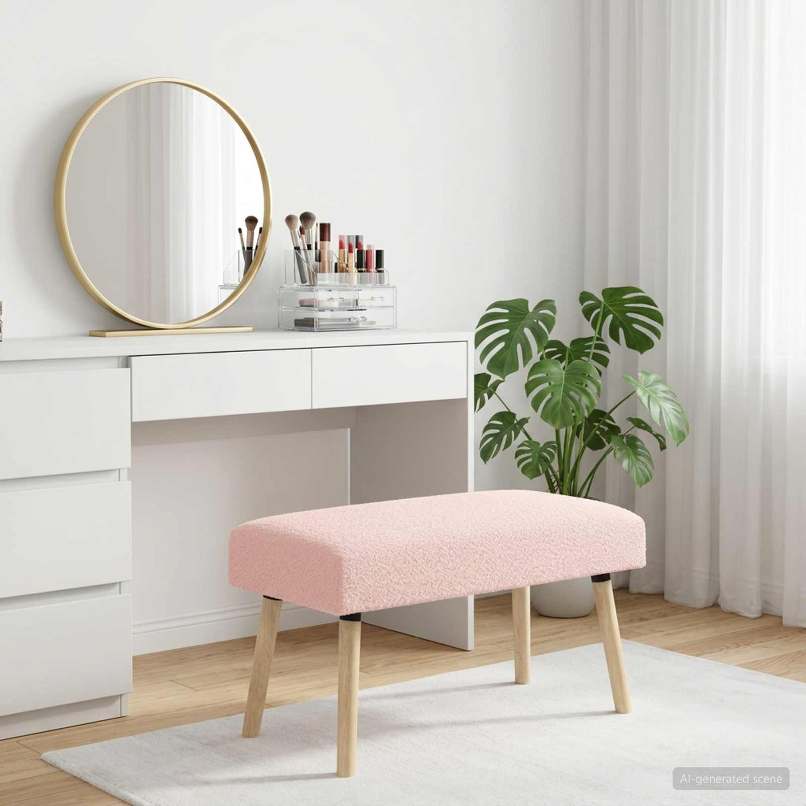 Bank Effen Roze 80 x 40 x 46 cm Bouclé