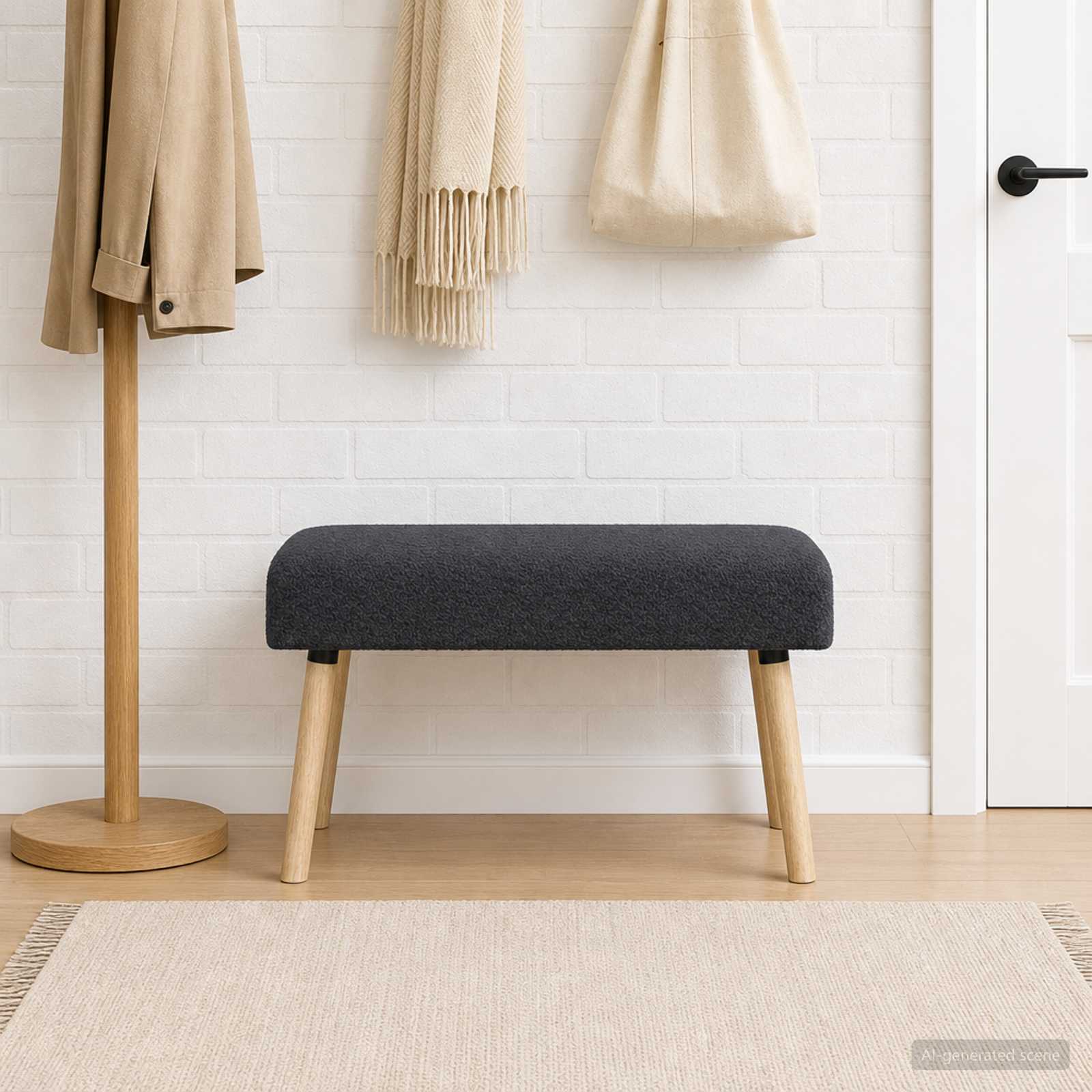 Bank Effen Donkergrijs 80 x 40 x 46 cm Bouclé
