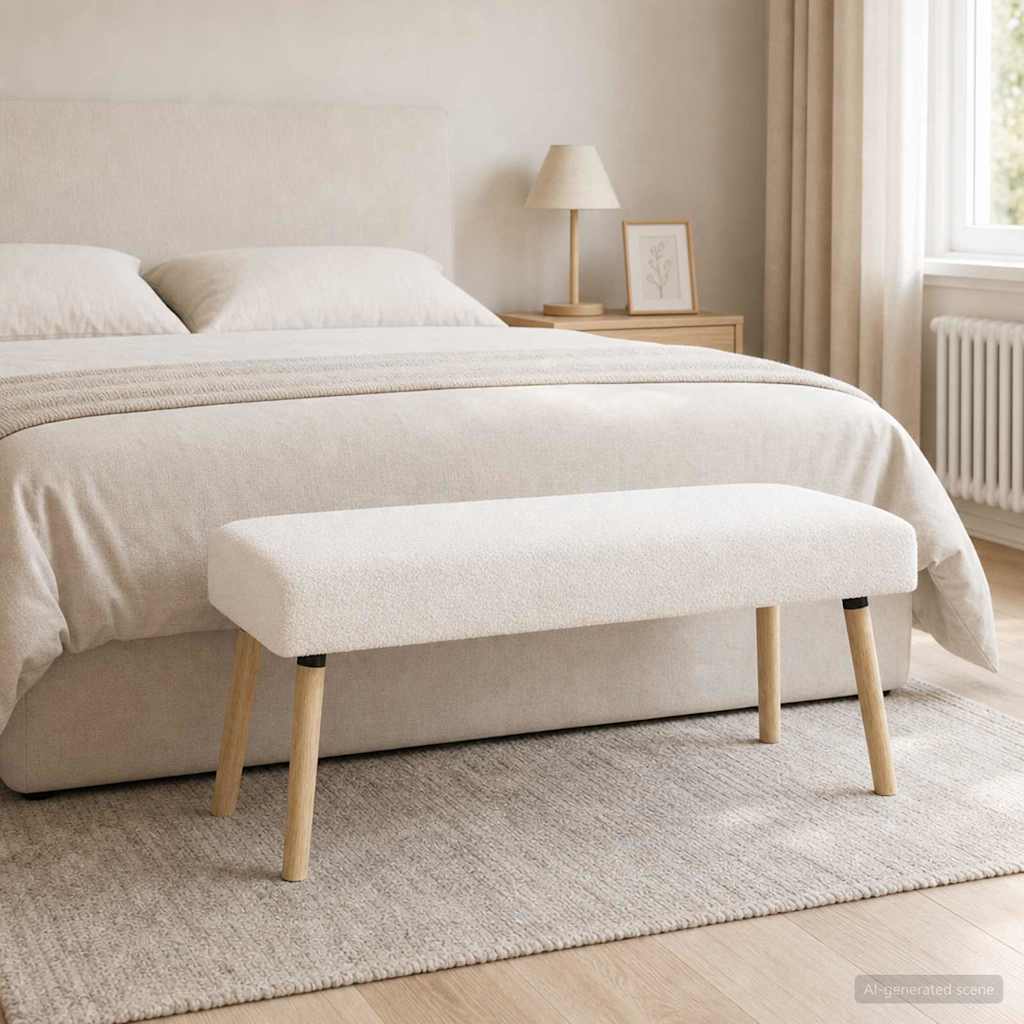 Bank Effen Crèmekleurig 110 x 40 x 46 cm Bouclé