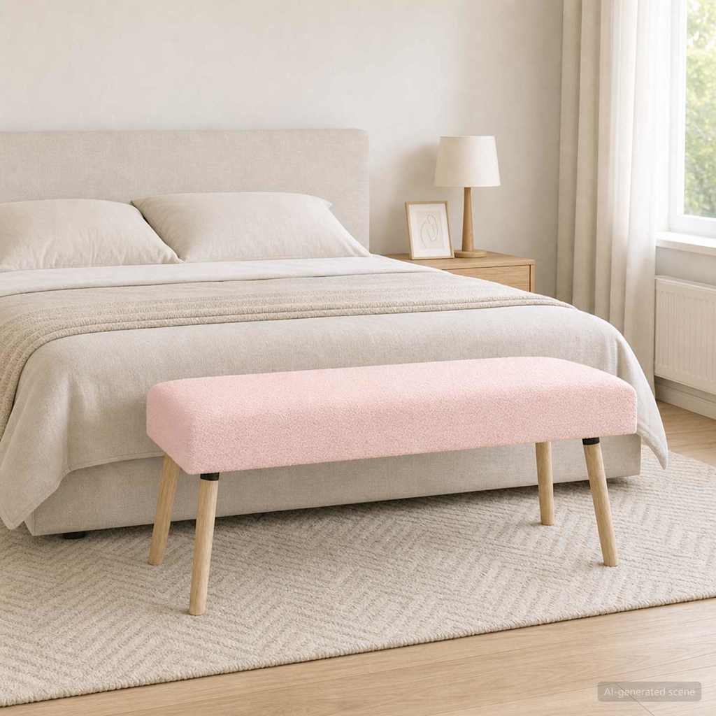 Bank Effen Roze 110 x 40 x 46 cm Bouclé