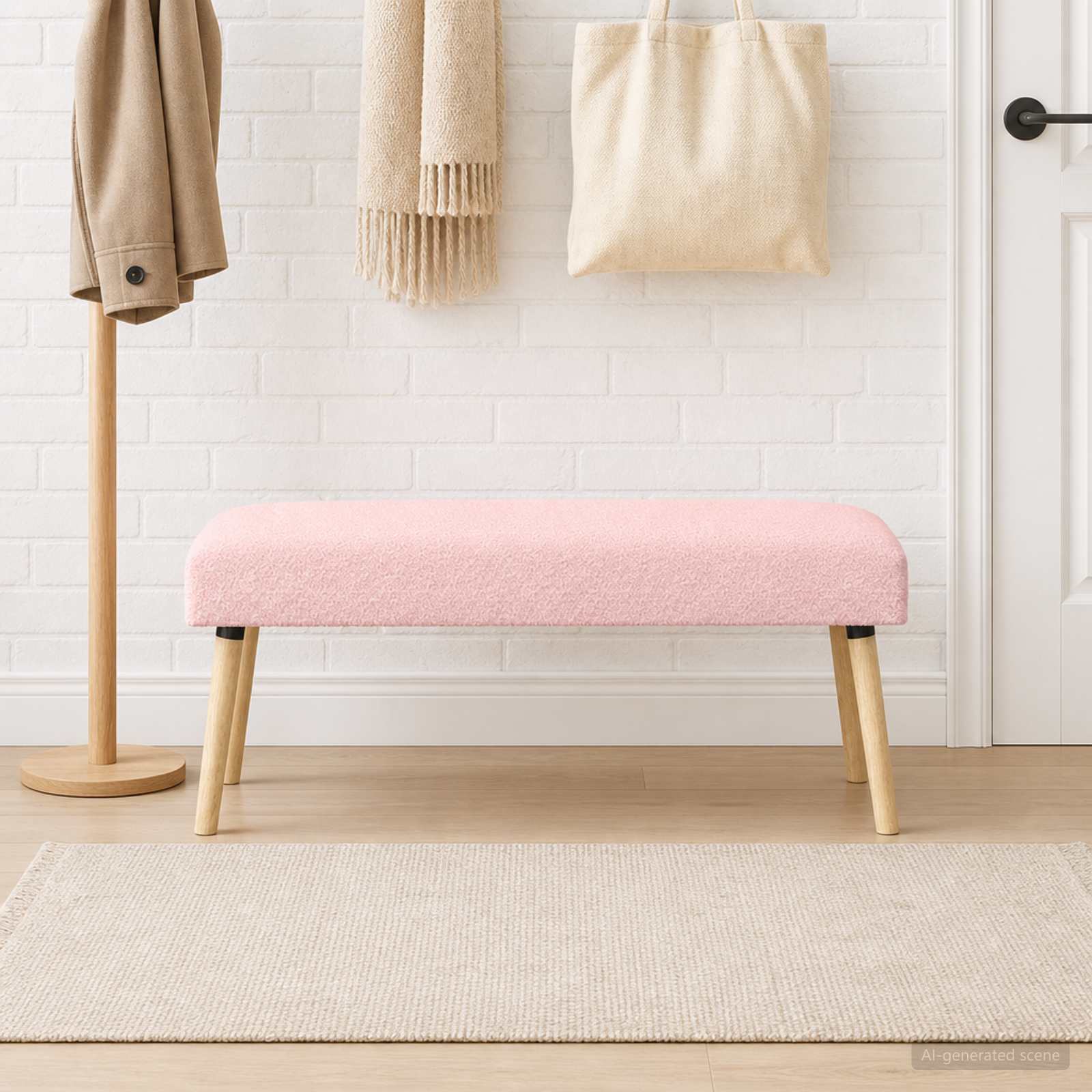 Bank Effen Roze 110 x 40 x 46 cm Bouclé